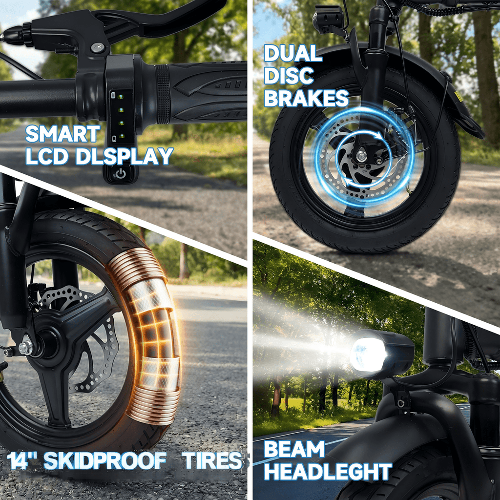 14IN Folding ebike for Adults Teens,500W Motor up to 20 mph Range 30 mile with 36V 12Ah Removable Battery Dual-disc brakes Electric bicycle,UL 2849 Electric Bikes
