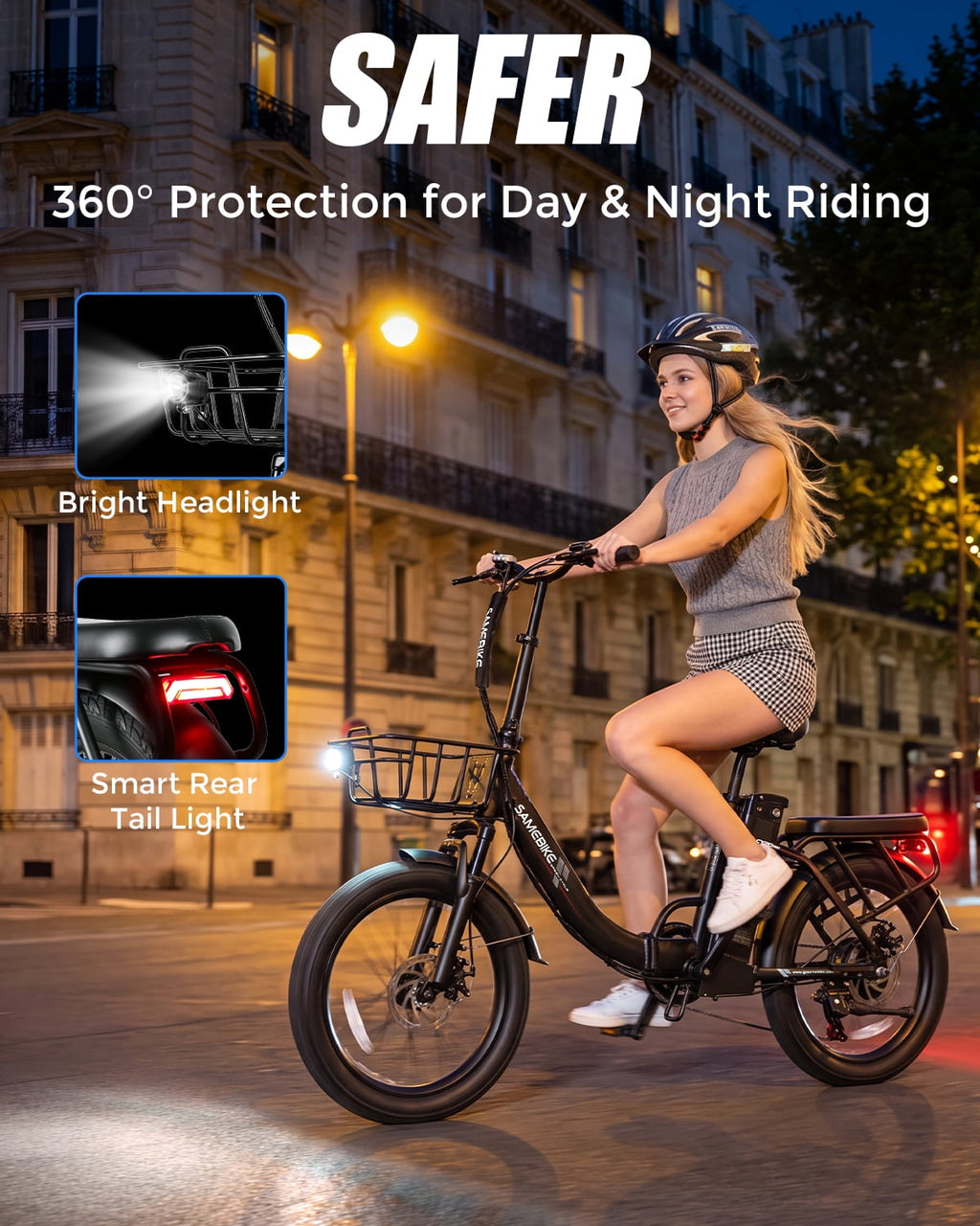 SAMEBIKE Electric Bike for Adults 20x3.0 Fat Tire Folding Ebike 1200W Motor 48V 13Ah Removable Battery 7 Speed Suspension Fork Up to 28 mph Up to 55 miles Range Electric Bikes