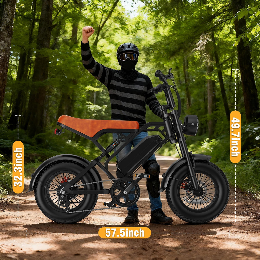1200W Off-Road Electric Bike for Adults, 48V 18AH Removable Battery, 16 Wide Tires, 5-Speed Transmission, Dual Disc Brakes & Spring Suspension Electric Bikes