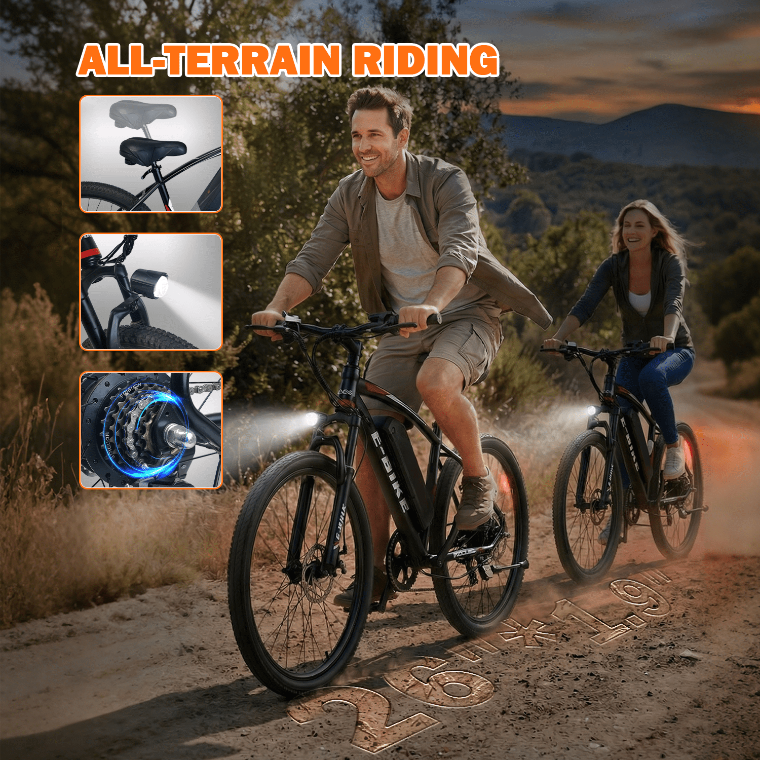 XKJ Electric Bike for Adults, 26”Electric Mountain Bike 576Wh Internal Battery & LCD Display,750W (Peak) Motor,7-Speed, Lightweight Ebike for Teens,40 Miles, Full Suspension,UL2849 Electric Bikes