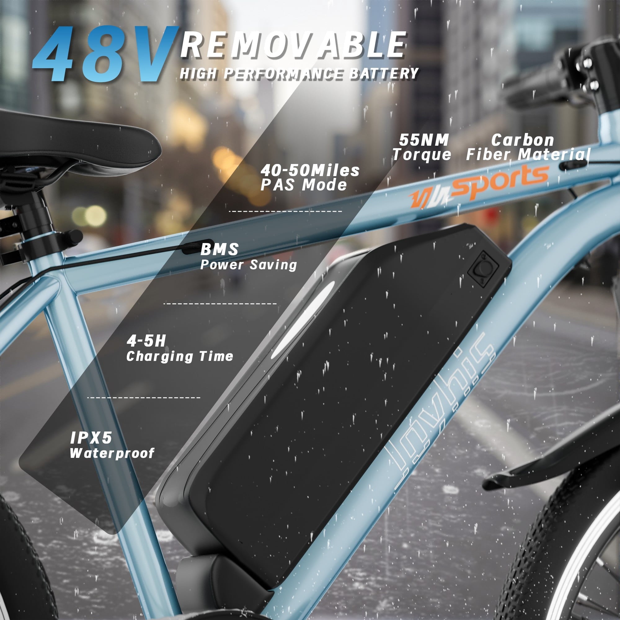 Electric Bike for Adults, 26'' Up to 50 Miles 22MPH Electric Mountain Bike with 48V 430W Removable Battery UL2849 (Blue) Electric Bikes