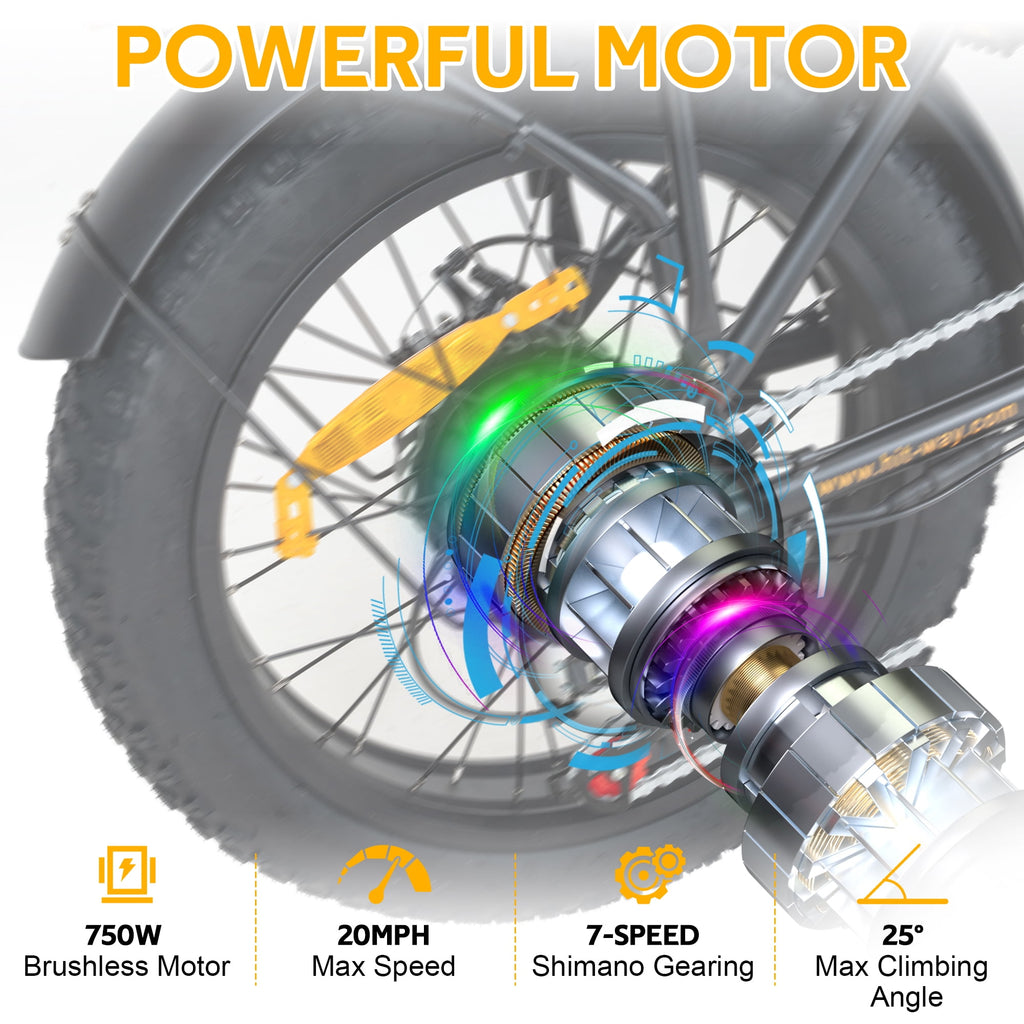 HITWAY BK10M Electric Bicycles with 750W Motor, Electric Bike for Adults 20 x4.0 Fat Tire, 48V 12AH Removable Battery E Bike, UL2849 Certified Electric Bikes