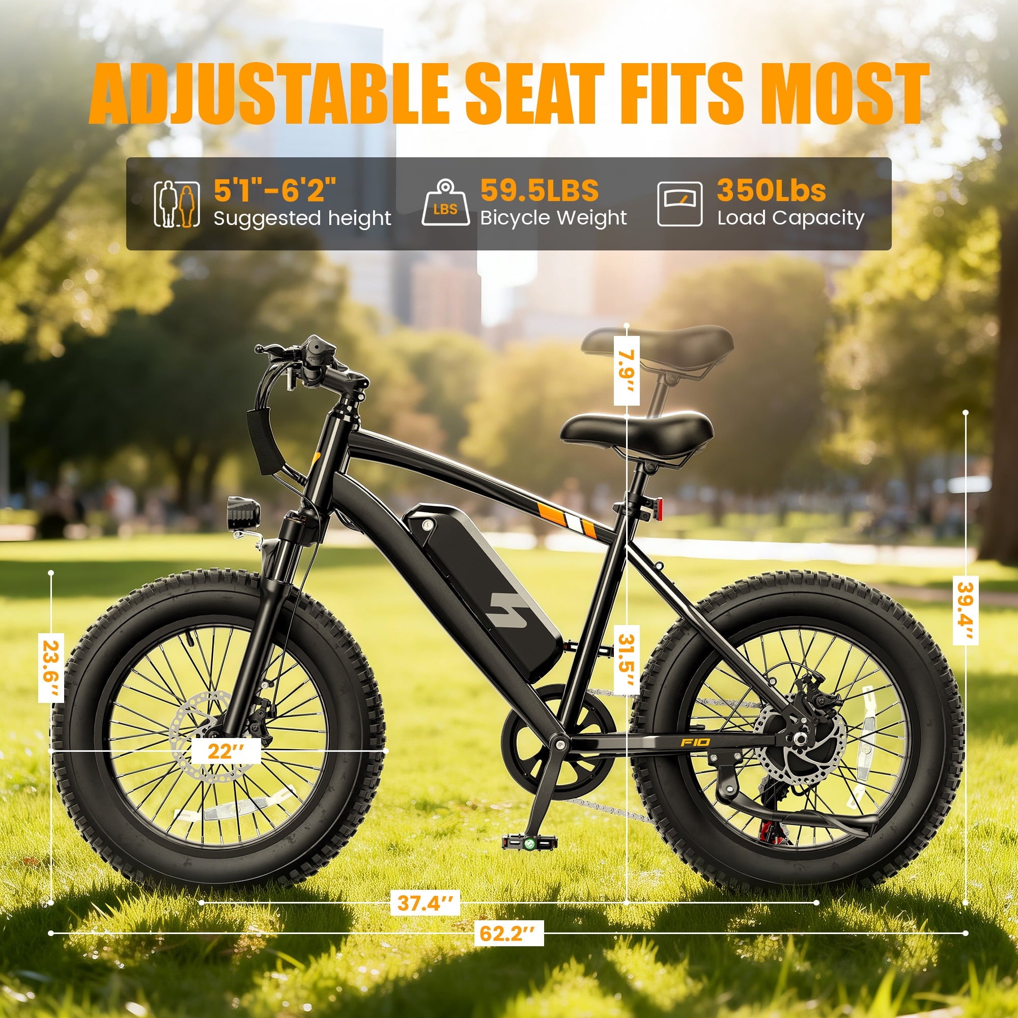 Actbest 26 Electric Fat Tire Bike for Adults, 1500W Peak 28 MPH, 48V 10.4Ah Battery, 20x4.0, 7 Speed, E-Mountain Bike for Man Teen Electric Bikes