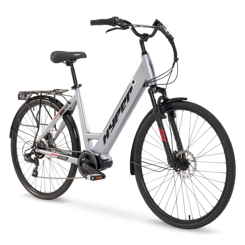 Hyper Bicycles 36V 700C Electric Commuter E-Bike, Adult Ages 13+, 250W Motor, Matte Gray Electric Bikes