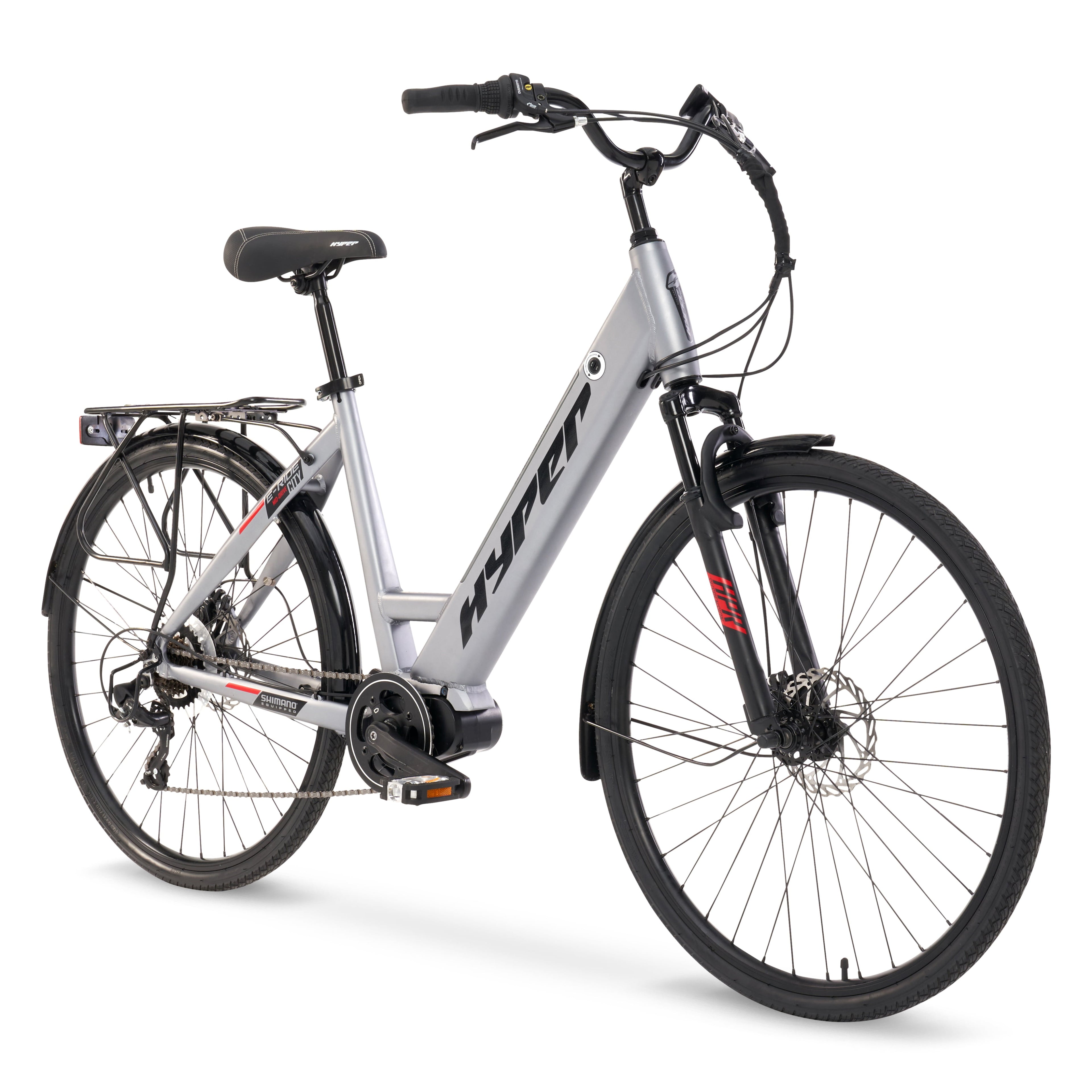 Hyper Bicycles 36V 700C Electric Commuter E-Bike, Adult Ages 13+, 250W Motor, Matte Gray Electric Bikes