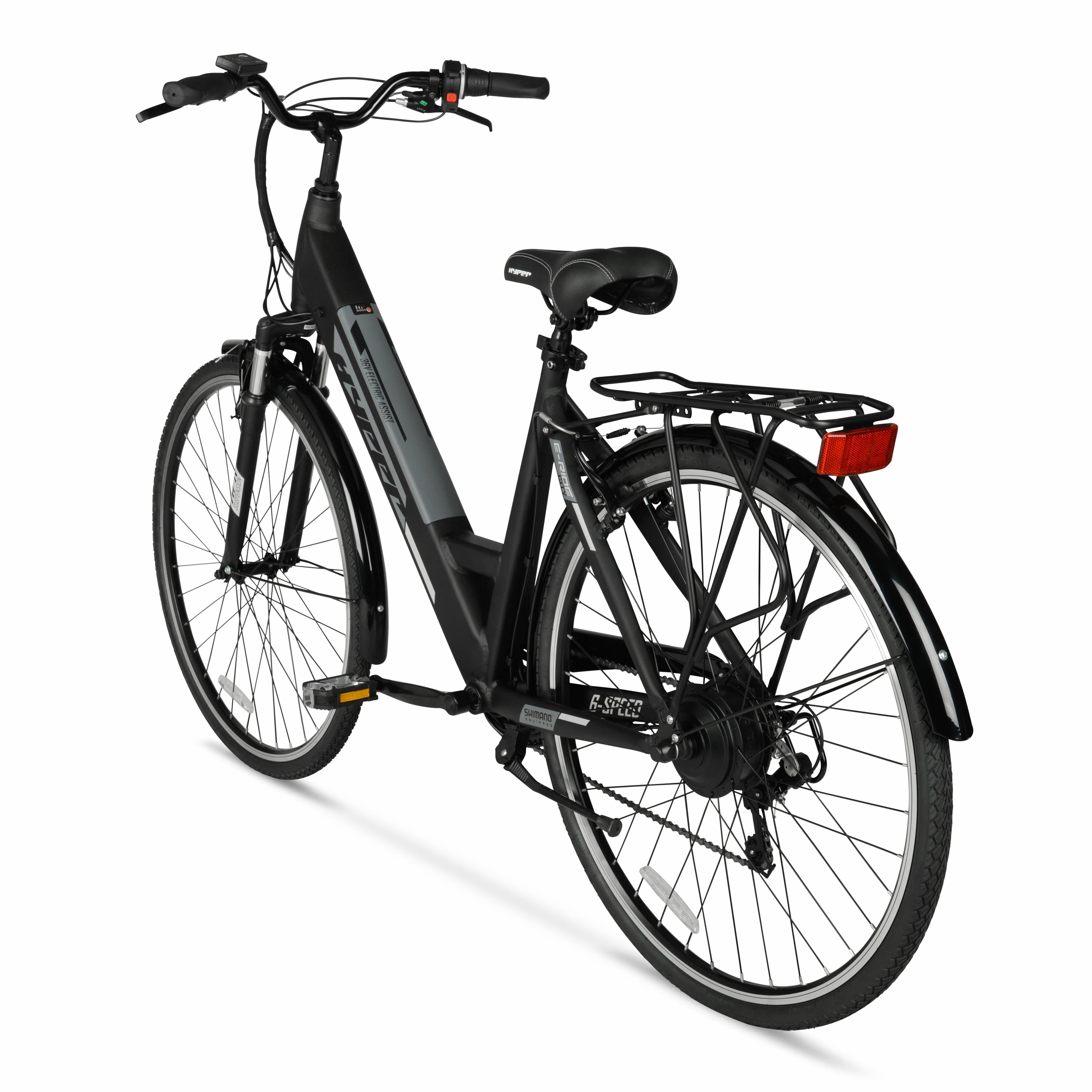 Hyper Bicycles 36V Class 2 700C Electric Commuter E-Bike, Adult Ages 13+, Pedal-Assist, 250W Motor, Black Electric Bikes