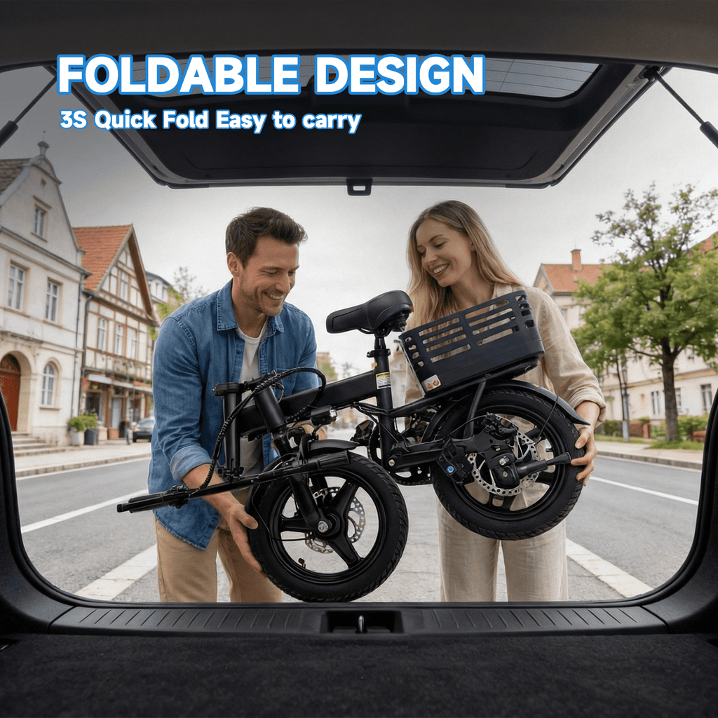 BroPath Electric Bike for Adults, Ebike, Electric Bicycle with 432WH Battery,14 Folding Ebike, 18MPH,20+ Miles(MAX),500W Motor,Multi-Shock Absorbers,UL2849,Commuting Mini E Bikes Electric Bikes