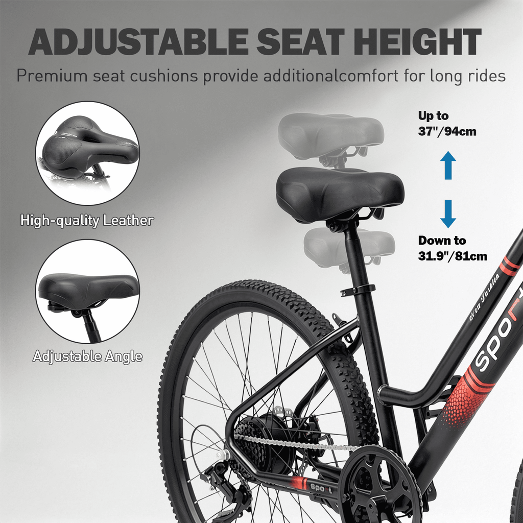 OwnGold Electric Bike with Basket,750W Peak Motor 25MPH 35+ Miles,432Wh Battery,26Commuter Ebike for Adults,7-Speed,UL2849 Electric Bikes