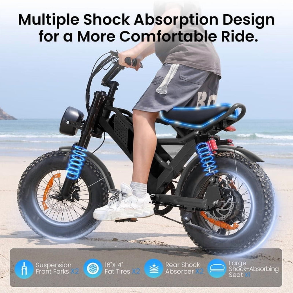 21.7MPH Spacewalk 16 Fat Tire Electric Bike,750W Motor,48V 15Ah Removable Battery,Compact Ebike for Adult and Teens Electric Bikes