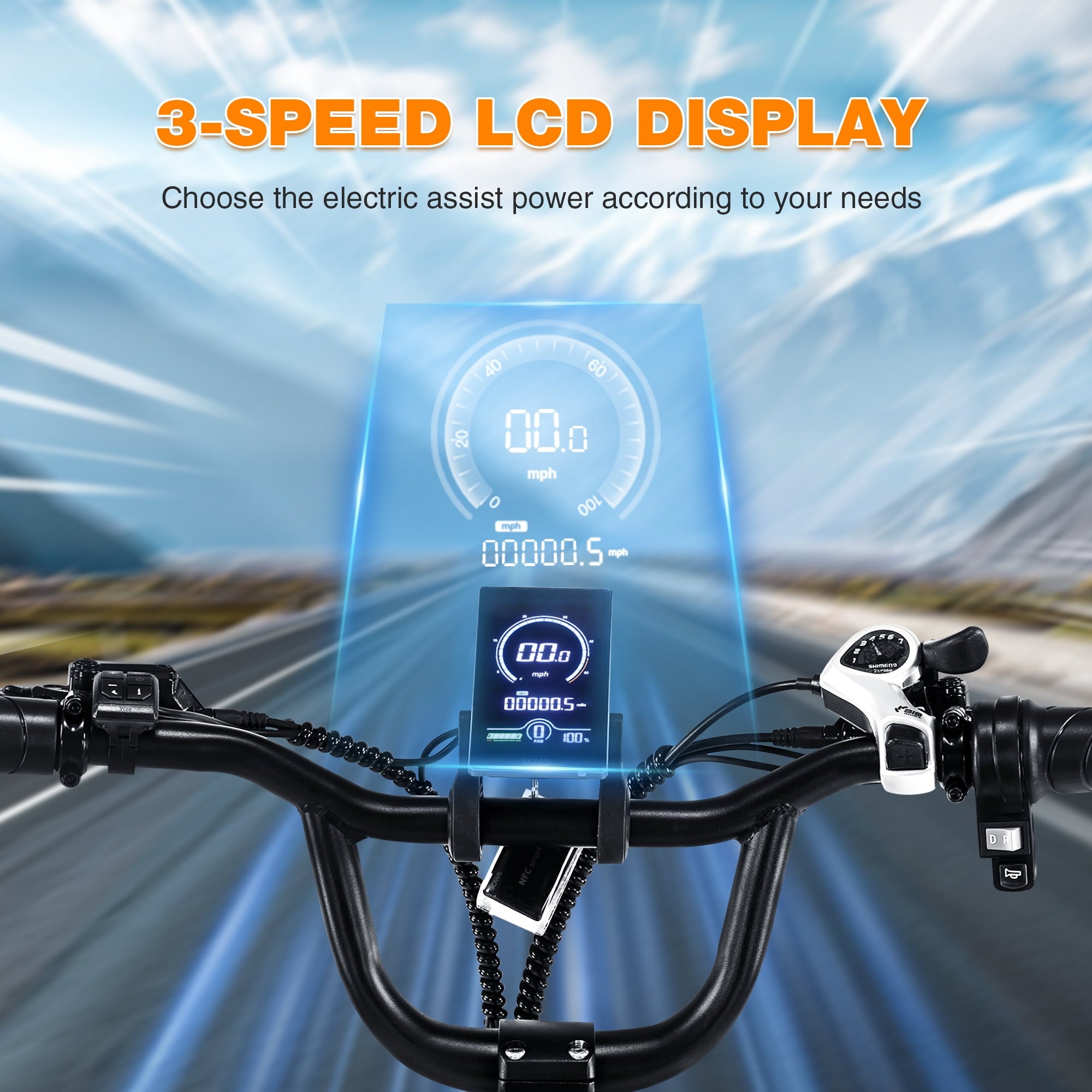 Meghna 20 inch Electric Tricycle 48V Max Speed 15 MPH Foldable 7 Speed Large Capacity Max Load 275 lbs Black Electric Bikes