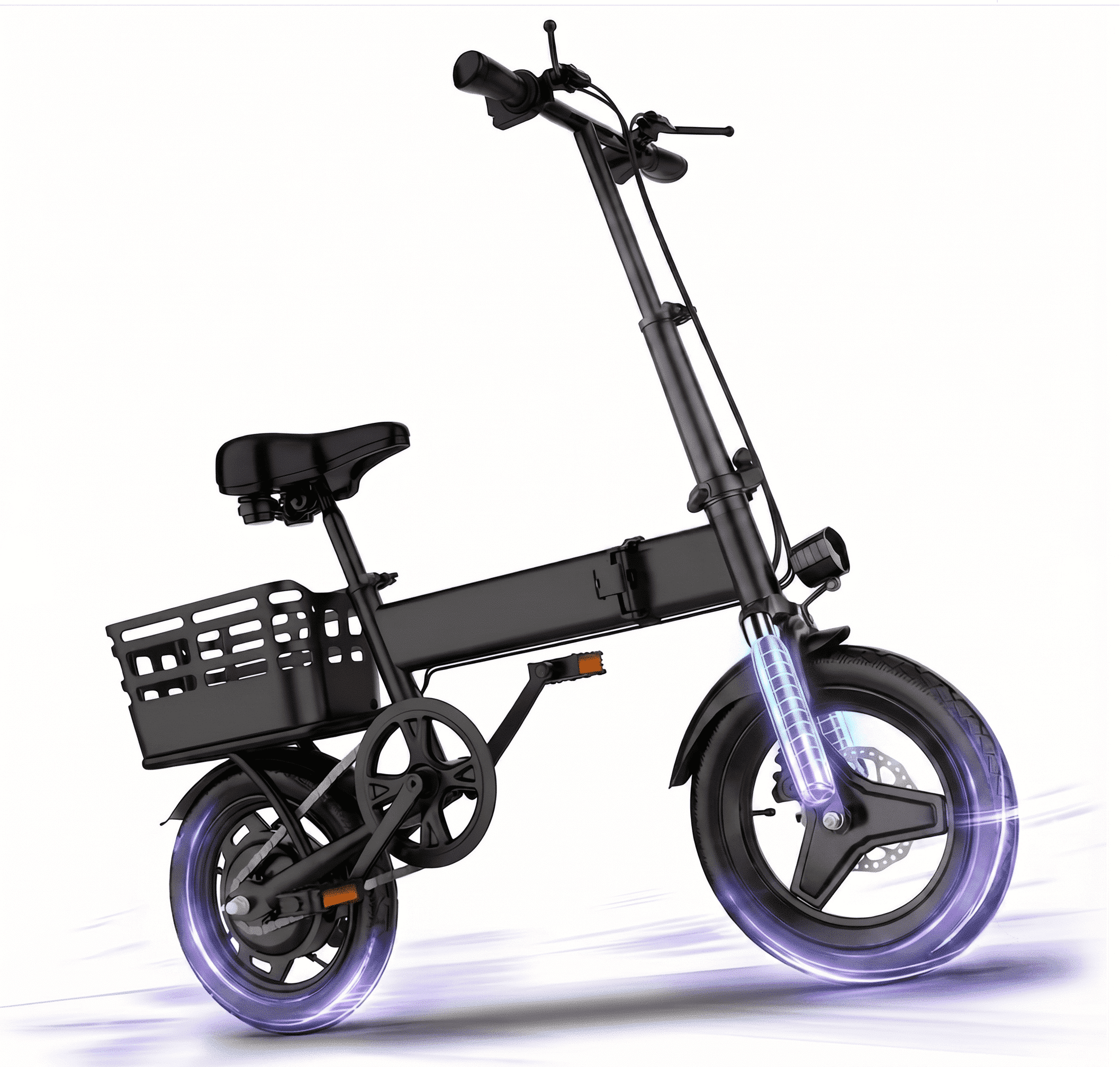 14 Foldable Commuter Electric Bike with Basket for Adults, 500W Peak Motor, 36V 12Ah Battery, 20 MPH, 35 Miles Range, Suitable for Commuting, Shopping, or Trip, UL 2849 Electric Bikes