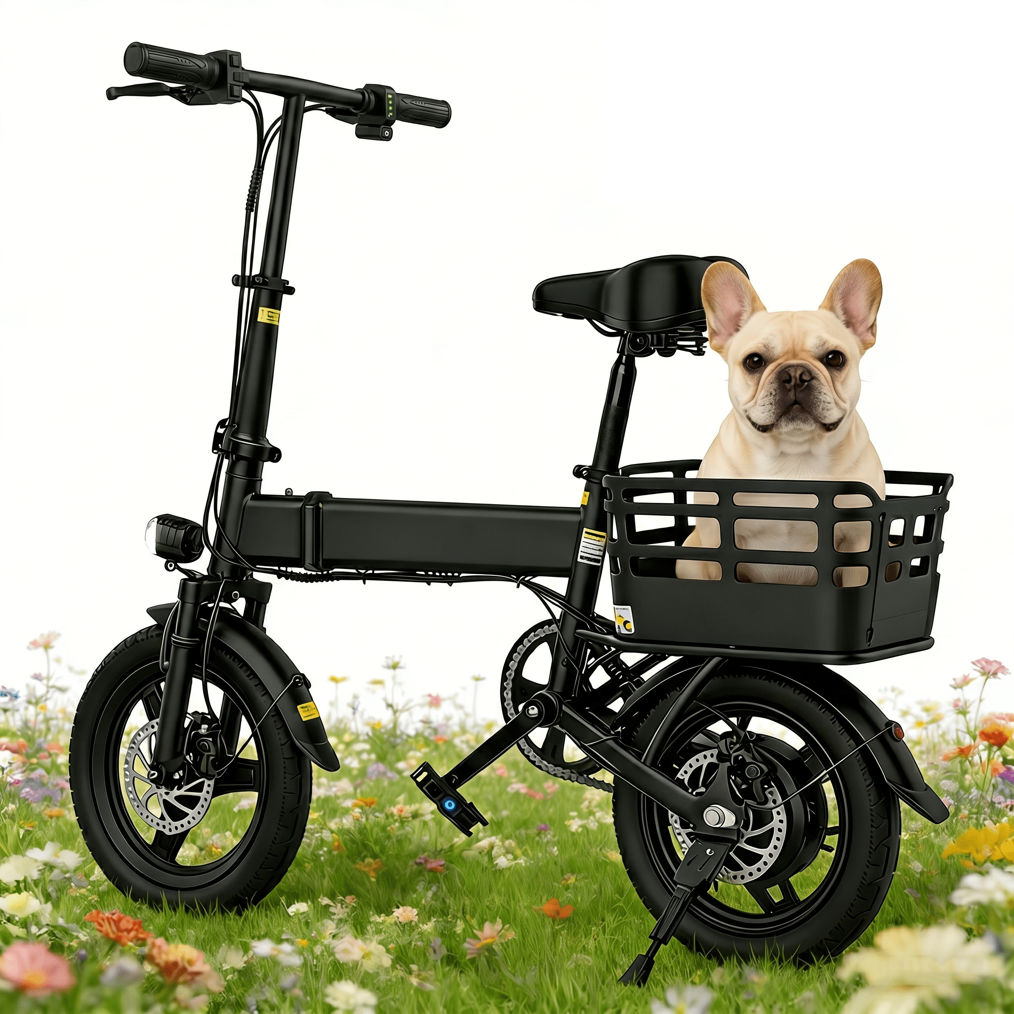 14 Foldable Electric Bike, 500W Peak Commuter Ebike for Adults, Mini Ebike with Basket, 480WH Battery, 18MPH & 20 Miles, UL2849 Electric Bikes