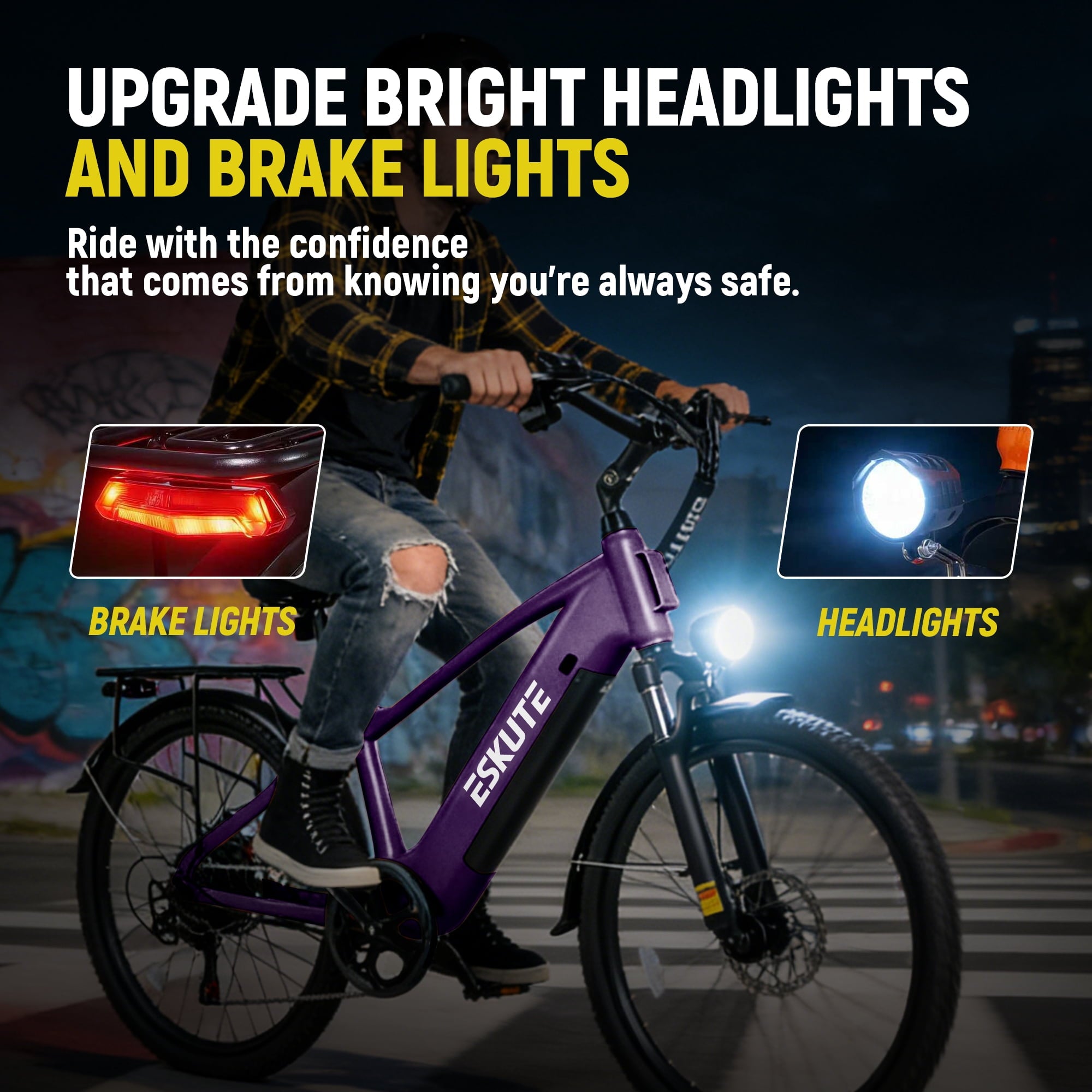 Adult Electric Bike – 70-Mile Range, 1300W Peak Motor, 28MPH, 840Wh Removable Battery, 26 Tires, 7-Speed Adjustable Stem, Step-Over Ebike, Purple Electric Bikes