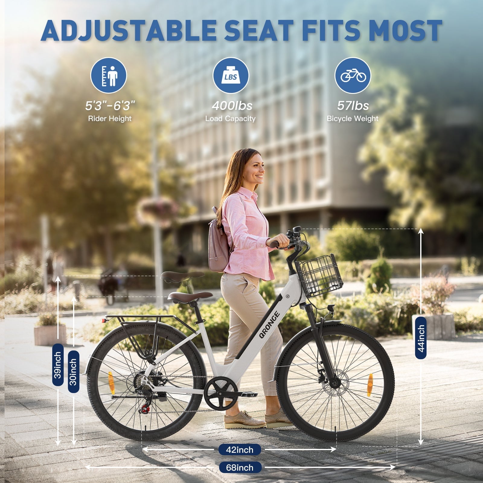 26 inch Electric Bike for Adults 1200W Peak Step Through E-Bike 70Miles Range 25 mph Max Speed Electric Bicycles 7-Speed Front Fork Suspension E-Mountain Bikes 36V 12.8AH Battery, UL2849 by SGS Electric Bikes