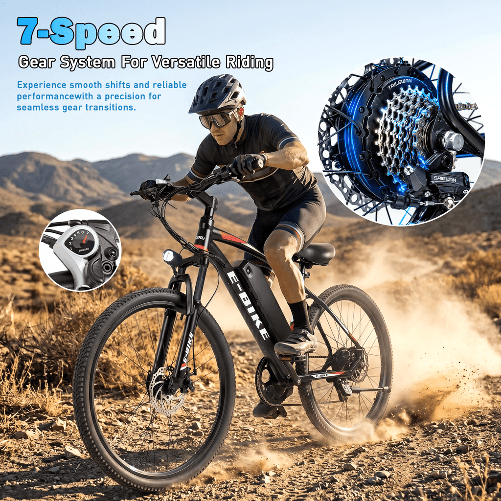 Adults 20MPH Electric Mountain Bicycles,500W Peak 749W Motor, 40 Miles Range,26 Commuting E bike with 432Wh Removable Battery,7 Speeds,UL2849 Certified Electric Bikes