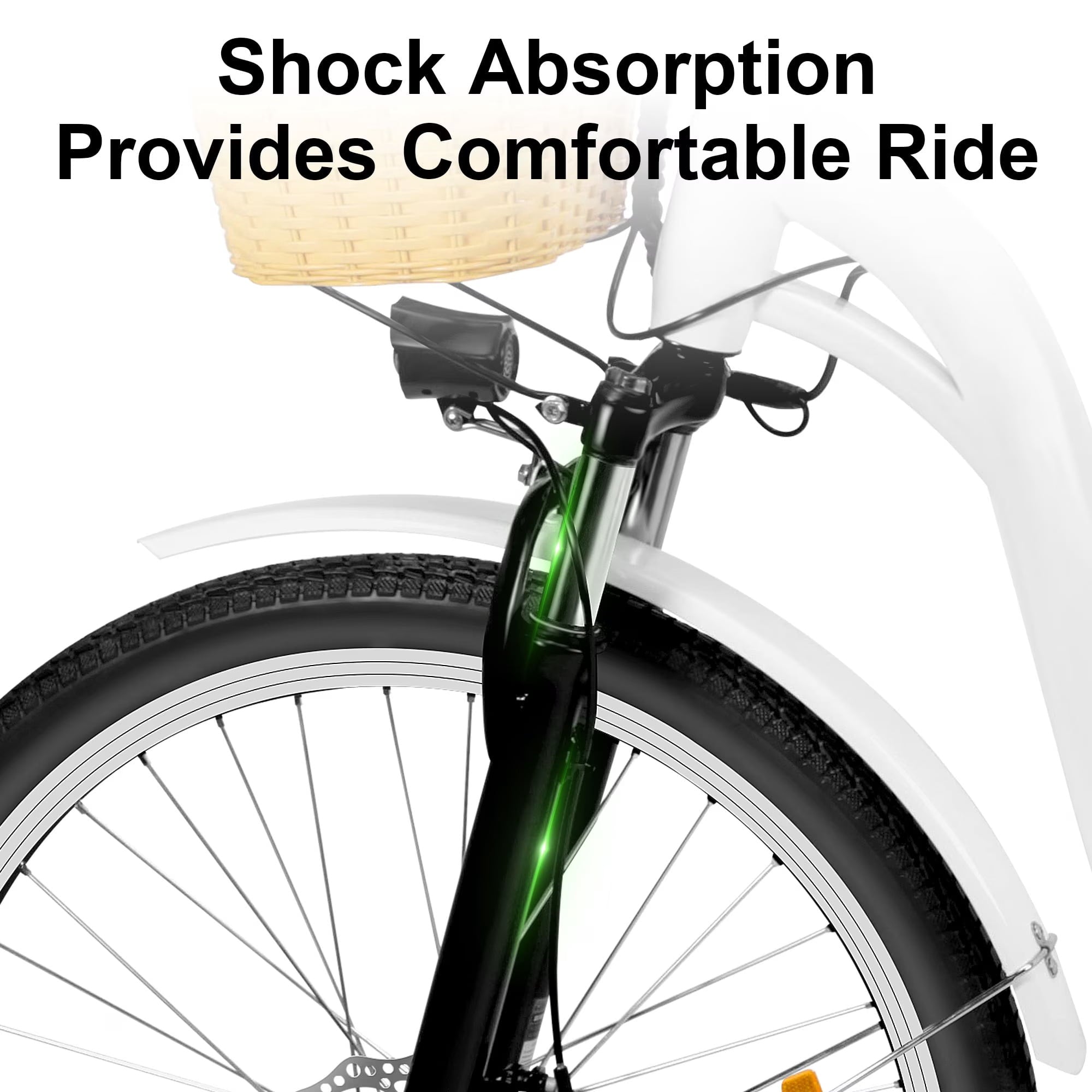 Electric City Bike for Adults 26,Peak 750W E-Commuter Bikes 48V 10AH UL2849,White Electric Bikes