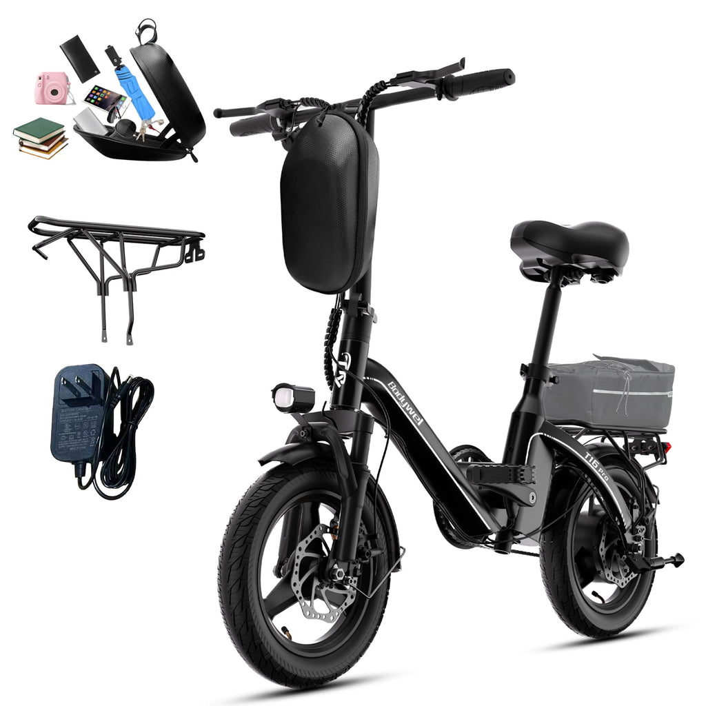 Bodywel Electric Bike for Adults, Electric Bicycle with 500W Motor, 14 Folding Ebike, 36V 10Ah Battery, 20 Miles Mini E Bikes for Commute, UL2849 Electric Bikes