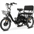 2-Seater Electric Tricycle for Adults Folding Electric Trike 3 Wheel Electric Trike with Two-Seater Large Basket Super Powerful Brushless 48V15AH Lithium Battery Max 20MPH E-Tricycle Black Electric Bikes
