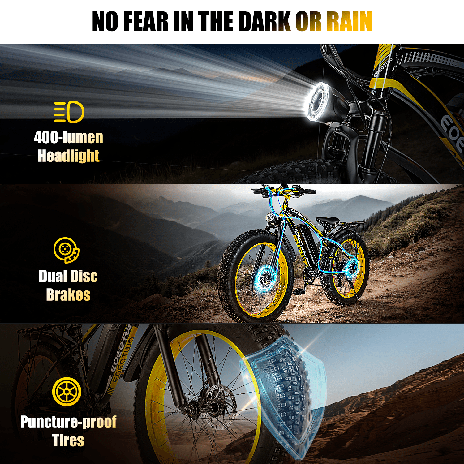 EOEOTWO 1500W Electric Mountain Bike for Adults,48V 15Ah Removable Battery 60Miles Longe Range, 34MPH Fast Cruiser Ebike, 26'' Fat Tire All-Terrain E-Bicycle with LED Display UL2849 Electric Bikes