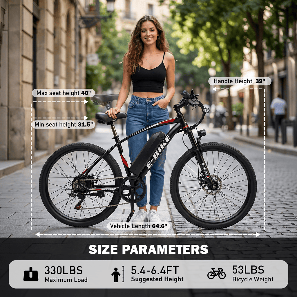 Adults 20MPH Electric Mountain Bicycles,500W Peak 749W Motor, 40 Miles Range,26 Commuting E bike with 432Wh Removable Battery,7 Speeds,UL2849 Certified Electric Bikes