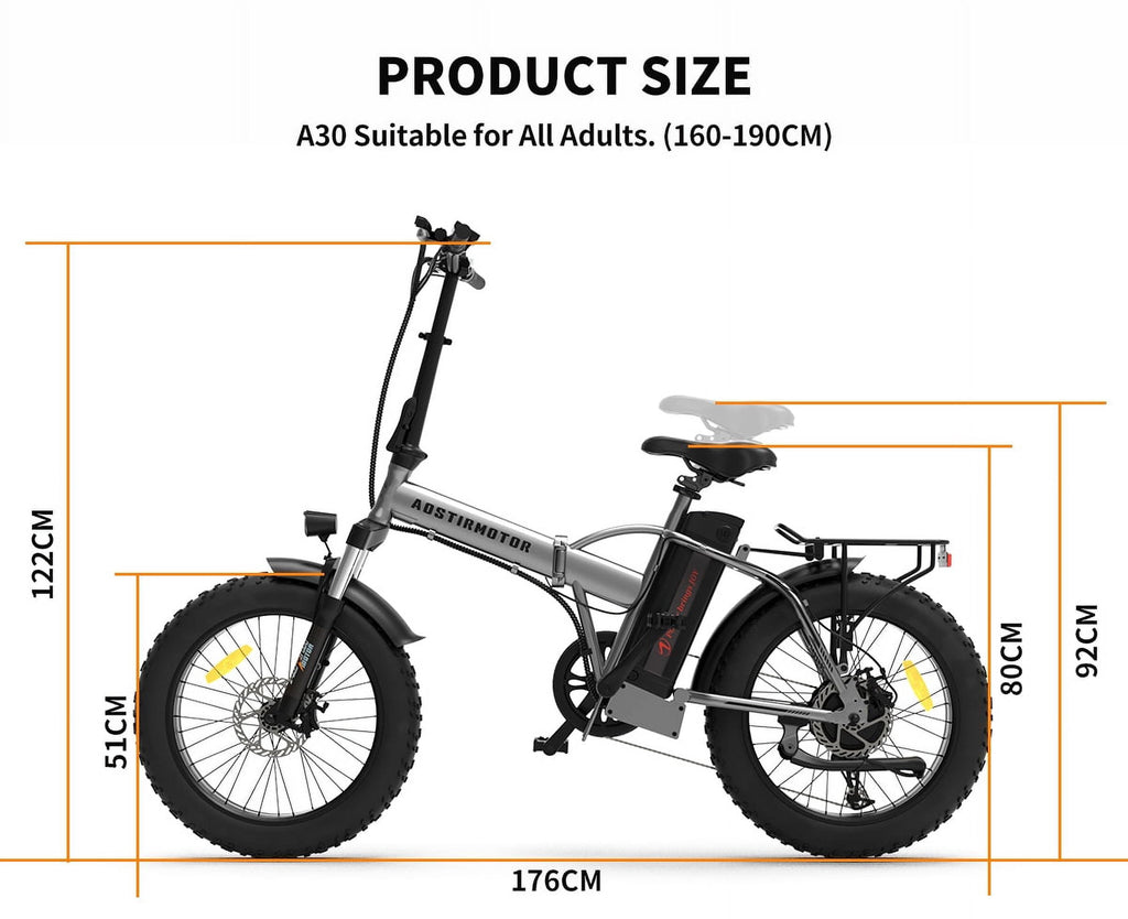 Aostirmotor Folding Electric Bike 20 inch Fat Tire , with 750W Motor, 48V 12.5AH Removable Lithium Battery,Ebikes for Adults UL2849 Electric Bikes