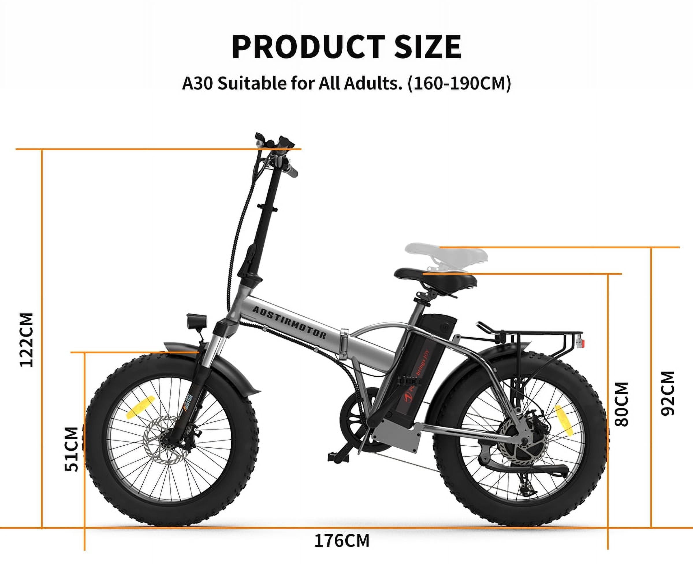 Aostirmotor Folding Electric Bike 20 inch Fat Tire , with 750W Motor, 48V 12.5AH Removable Lithium Battery,Ebikes for Adults UL2849 Electric Bikes