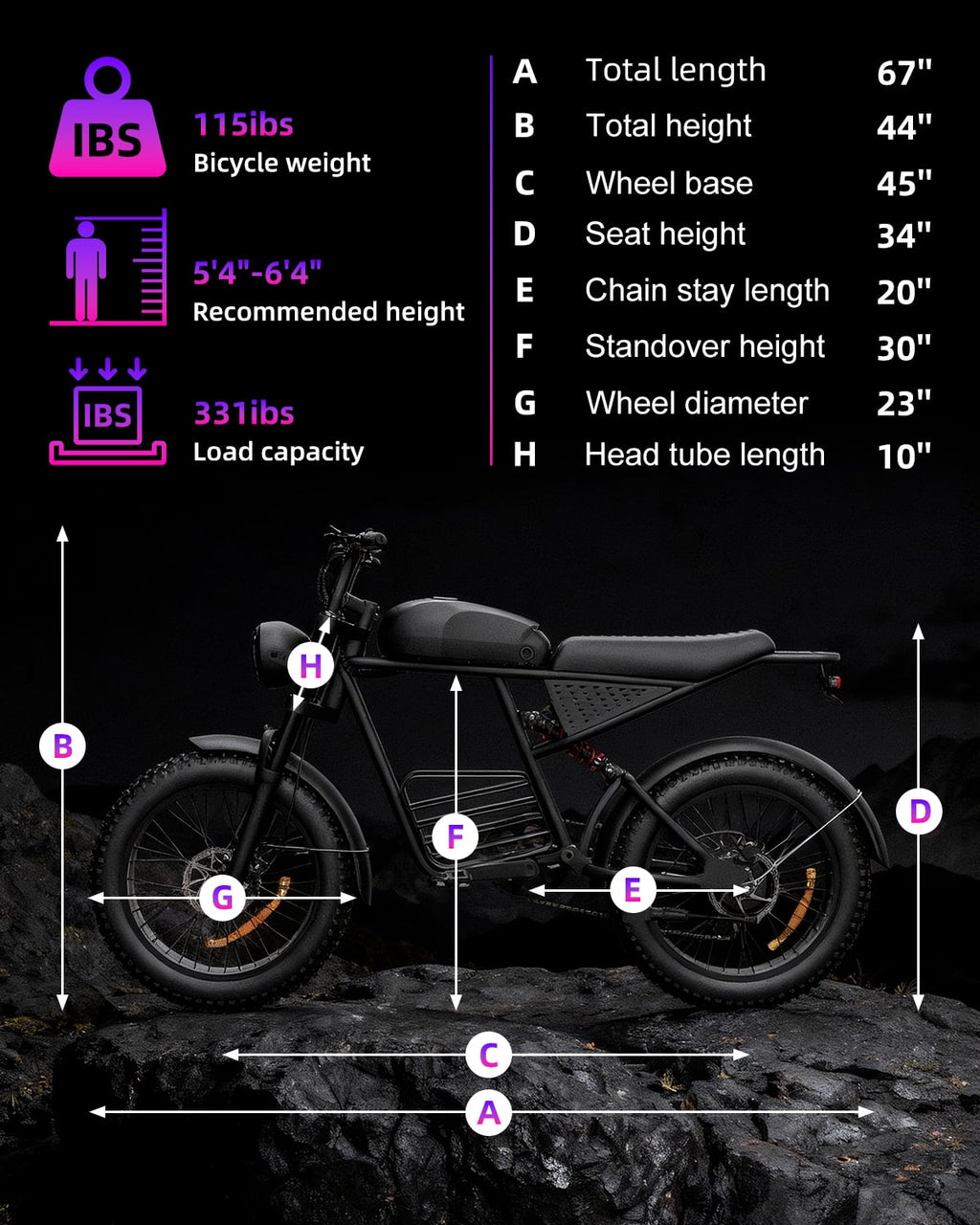 Electric Bike for Adults, 750W Peak 1500W Motor, 20x4 Fat Tire, E Mountain Bike, 48V/15.6AH Battery,UL2849 Electric Bikes