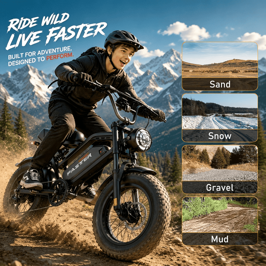 1000W Electric Bike for Teens&adults, UL2849 Certified Fat Tire E-Bike, 25MPH 48V 15.6Ah Mountain Bike , Cool off-Road Electric Bike Gift for Teenage Riders Electric Bikes