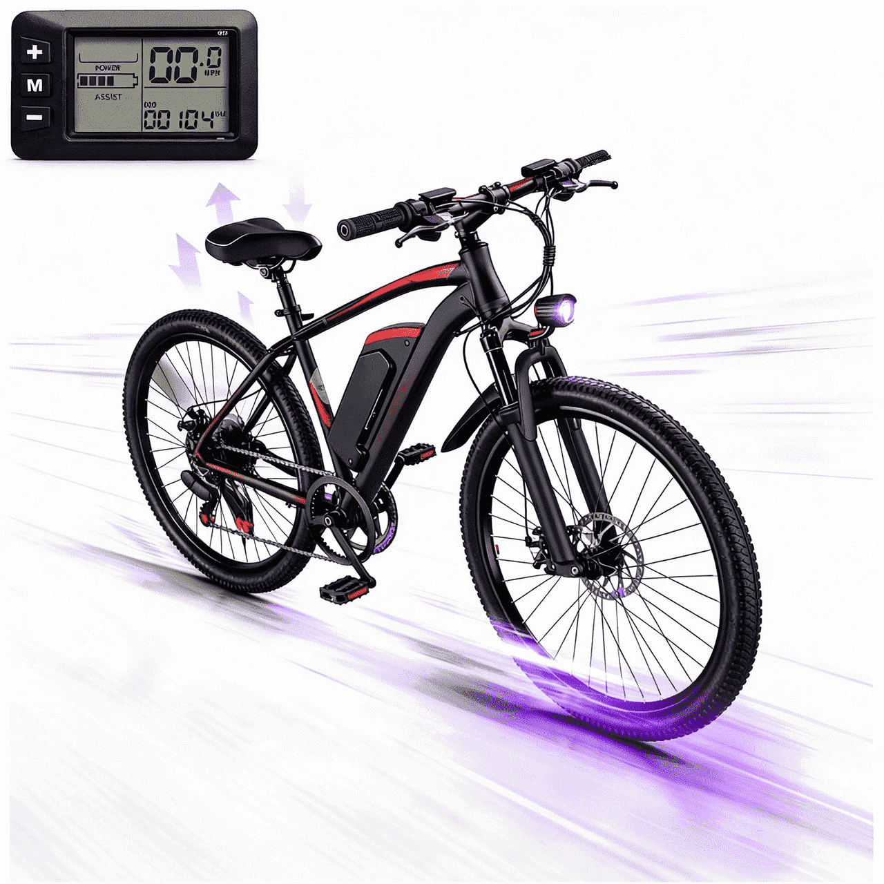 26 Electric Bike for Adults, 500W Peak Motor, 36V 12Ah Removable Waterproof Battery, 20 MPH, 30 Miles Range, 7-Speed Suitable for Mountain, Commuting, Shopping, or Trip, UL 2849 Electric Bikes