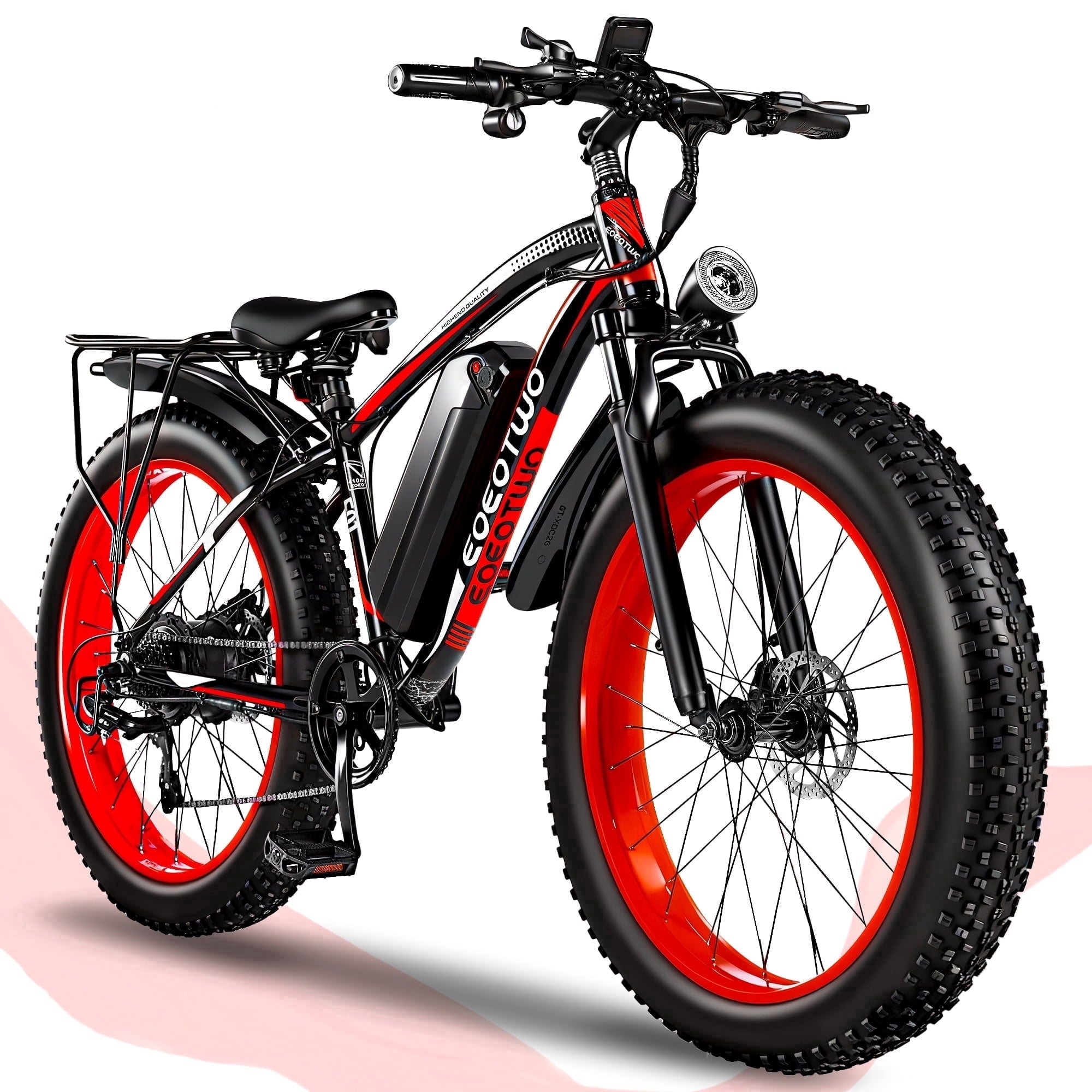EOEOTWO 26'' Fat Tire Electric Mountain Bike for Adults, 1500W 48V 15Ah Battery, 60Miles Long Range, 34MPH High-Speed  Cruiser Ebike, All-Terrain Bicycle with Front Suspension & LED Display UL2849 Electric Bikes