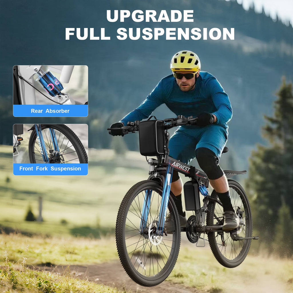AIRWEST E-bicycle for Adults, Peak 750W Motor Electric Bicycle, 48V 7.8Ah Lithium Battery, 26'' Commuter Women E bike, 7-Speed City Cruiser Bicycle, 40 Miles Range (UL2849) Electric Bikes