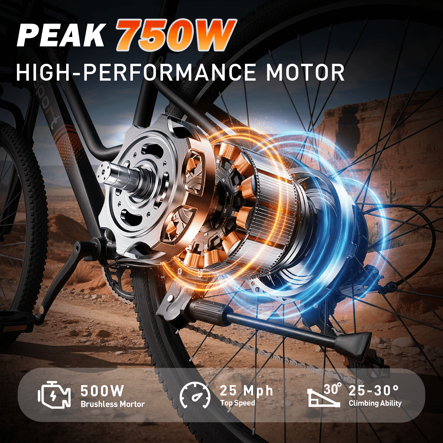 OwnGold Electric Bike with Basket,750W Peak Motor 25MPH 35+ Miles,432Wh Battery,26Commuter Ebike for Adults,7-Speed,UL2849 Electric Bikes
