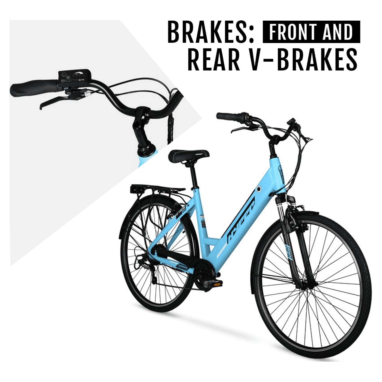 Hyper Bicycles E-Ride 700C 36V Electric Commuter E-Bike for Adults, Pedal-Assist, 250W Motor, Blue Electric Bikes