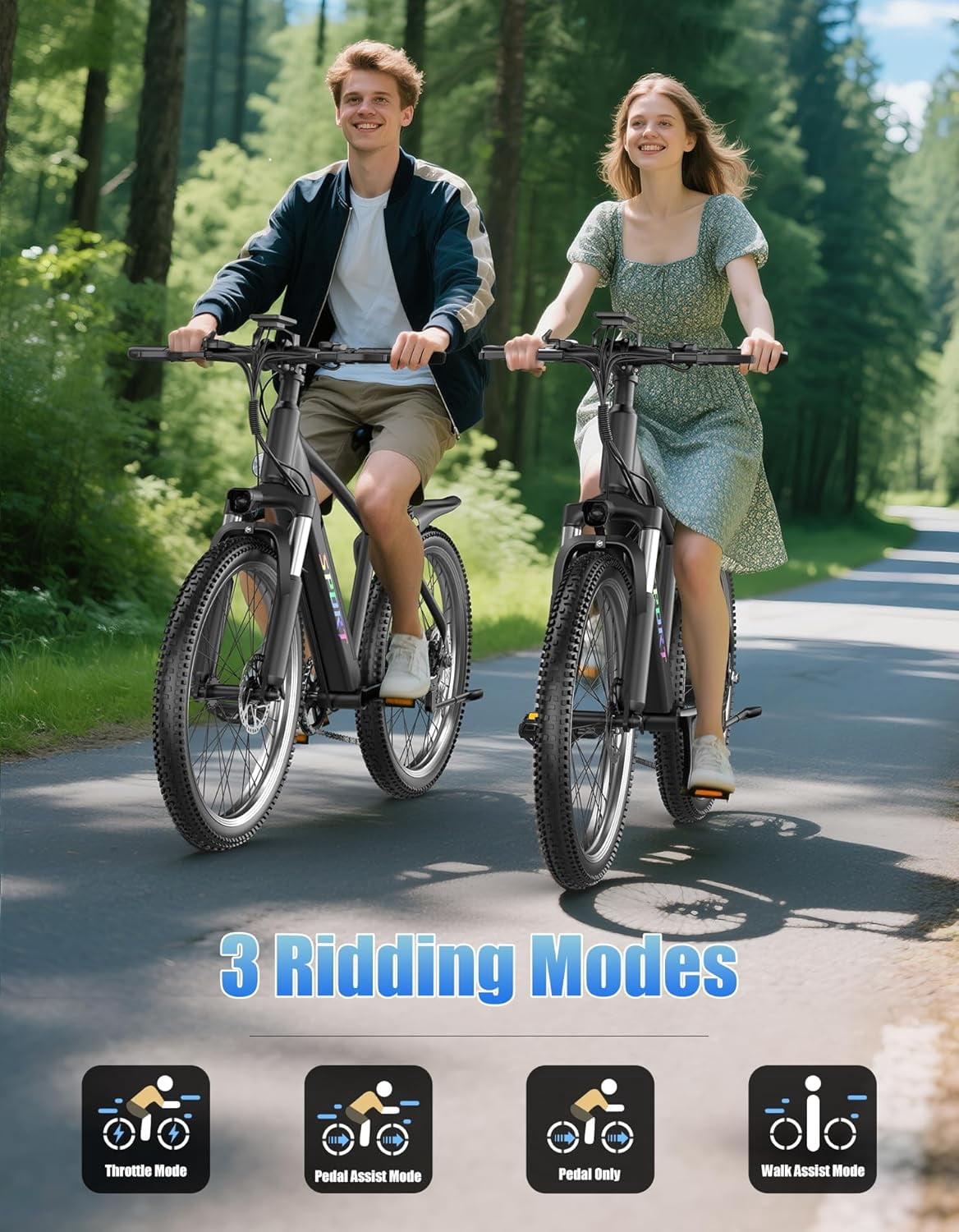 Pikabike E-Mountain Bike, 26 1500W Continuous Electric Bike for Adults, 48V 12Ah Removable Battery, UL 2849, 25MPH, 65 Miles Range, off-Road Electric Bikes
