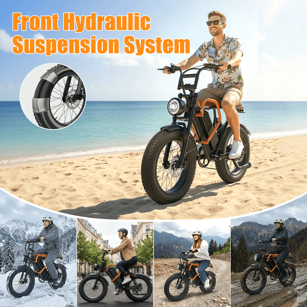 XKJ Electric Bike for Adults, 1500W Peak, 30MPH Electric Bike,50Mlies, 20 Fat Tire E-Mountain Bikes, 920Wh Removable Battery Ebike, Full Suspension shock, 7-Speed, UL 2849,Dirt ebike Electric Bikes