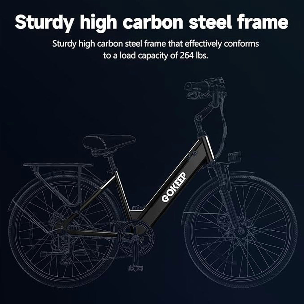GOKEEP Electric Bike for Adults 600W Motor 10.4AH 48V Battery 26 All Terrain Ebike UL2849 Electric Bikes
