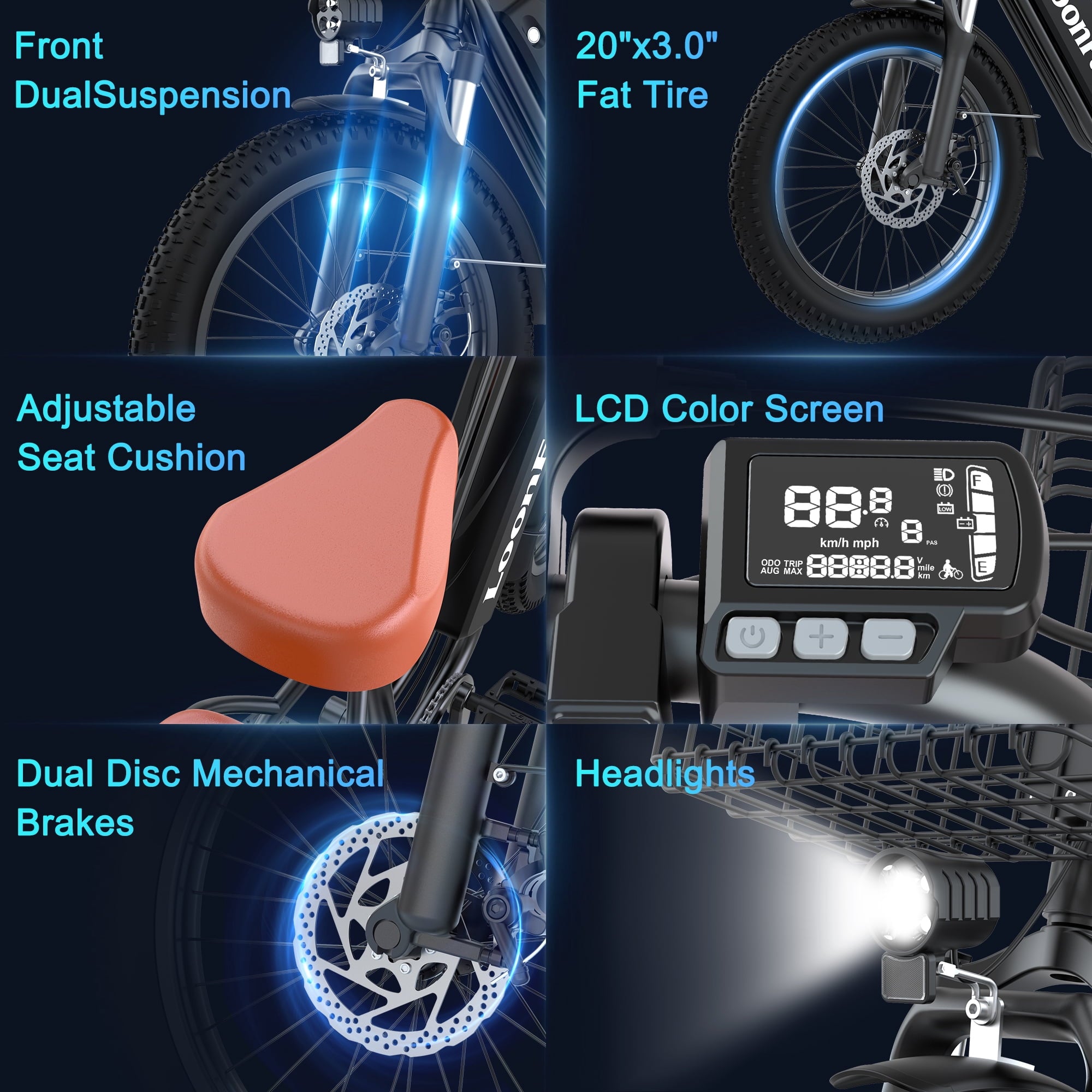 Loonfat Electric Bike for Women Men, 25MPH Peak 1000W Ebikes for Adults, 48V 15.6Ah Battery, 70 Miles Range, Step Through Commuter E-Bike, UL2849 Electric Bikes