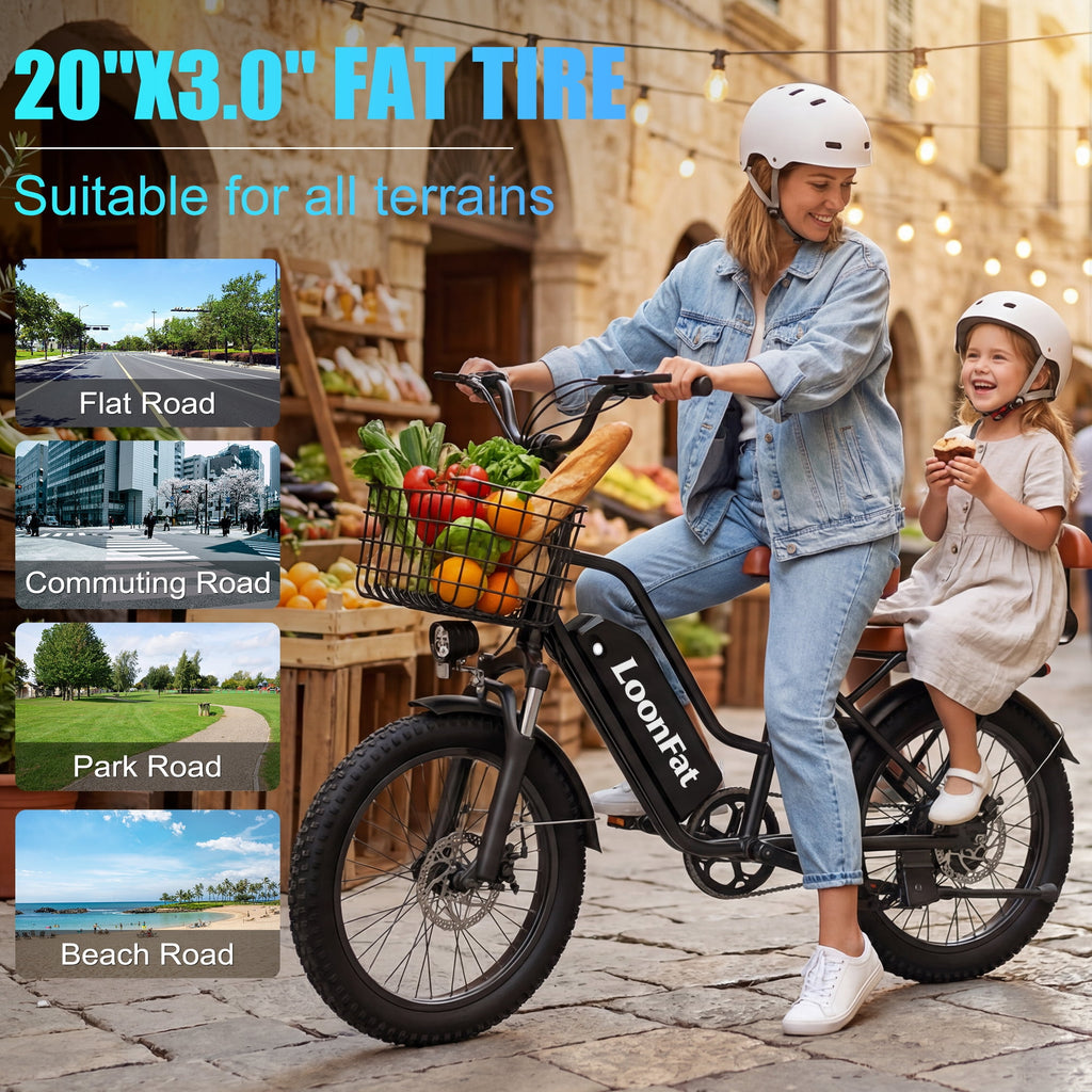 Loonfat Electric Bike for Women Men, 25MPH Peak 1000W Ebikes for Adults, 48V 15.6Ah Battery, 70 Miles Range, Step Through Commuter E-Bike, UL2849 Electric Bikes