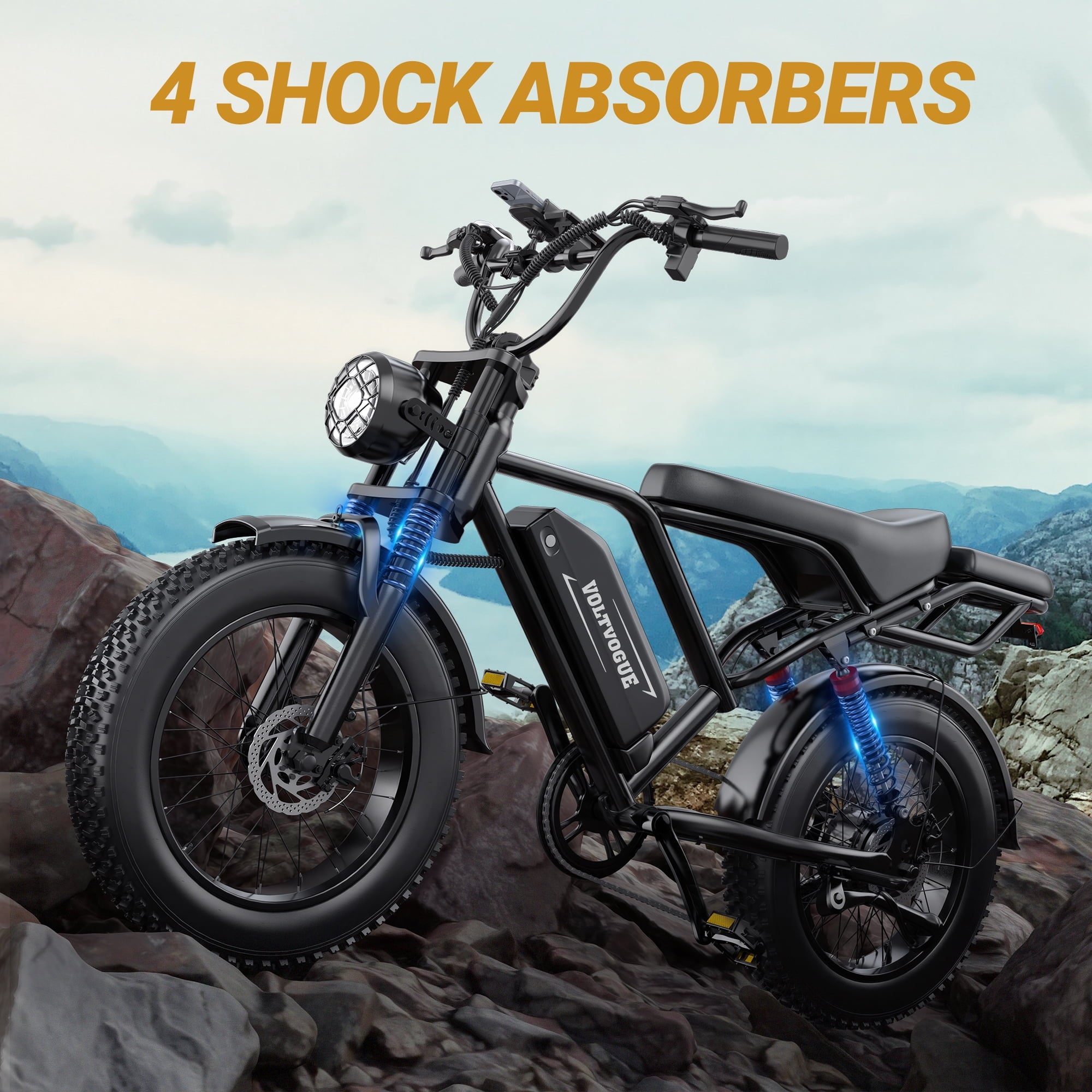 VOLTVOGUE BK-20 Adult Electric Bike, 1500W Brushless Motor, 20 Fat Tire 48V 960Wh Ebike, 31MPH Top Speed Dual Suspension Electric Bikes