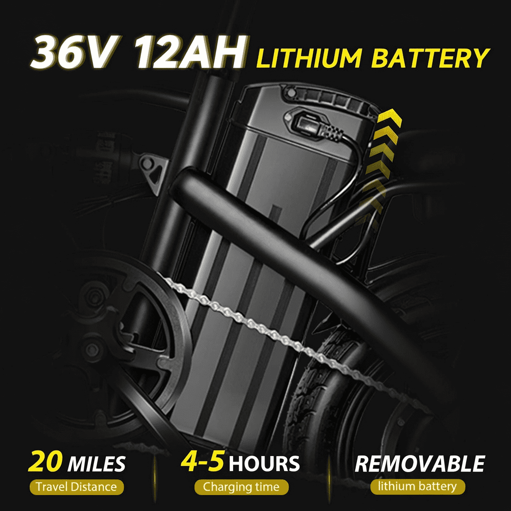 Electric Folding Bike for Teenager and Adults, 12AH Removable Battery 14 Electric Bike 500W Motor, 20+ Miles Range, Mini Ebike for City Commuter, UL2849 Electric Bikes
