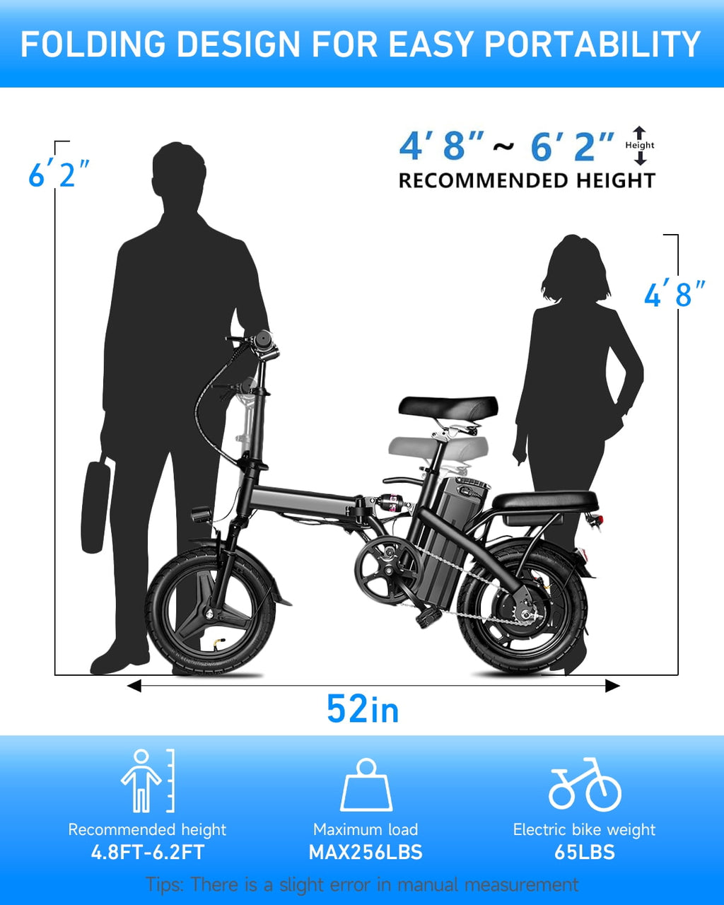 BroPath Electric Bike for Adults, Ebike, Electric Bicycle with 576WH Removable Battery,14 Folding Ebike, 21MPH,20+ Miles(MAX),500W Motor,Multi-Shock Absorption,Commuting Mini E Bikes,UL2849,WHITE Electric Bikes