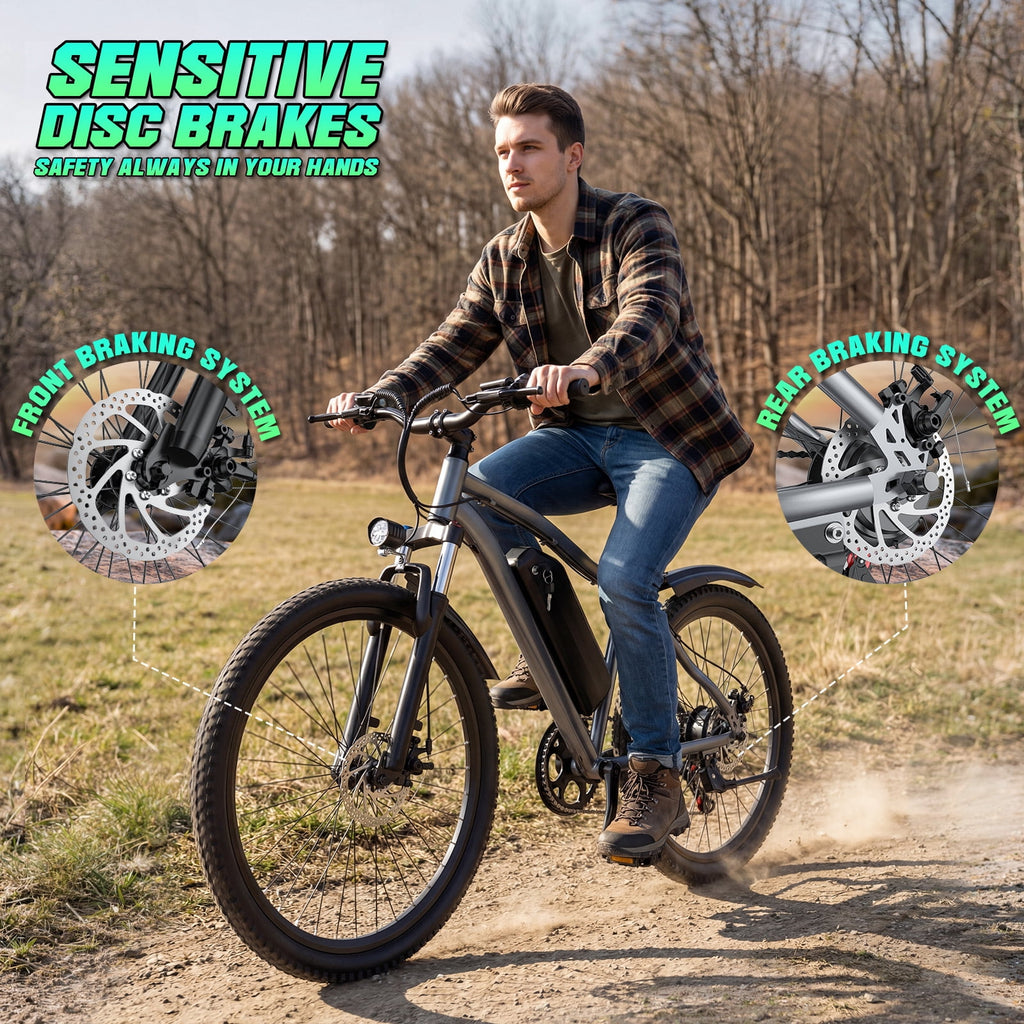 Electric Bike for Adults, 26 Commuter Ebikes with 7-Speed Gears, 25MPH, 720W Peak Motor, Removable Battery, 50 Miles Range, Electric Mountain Bicycle for All Terrain UL2849 Electric Bikes