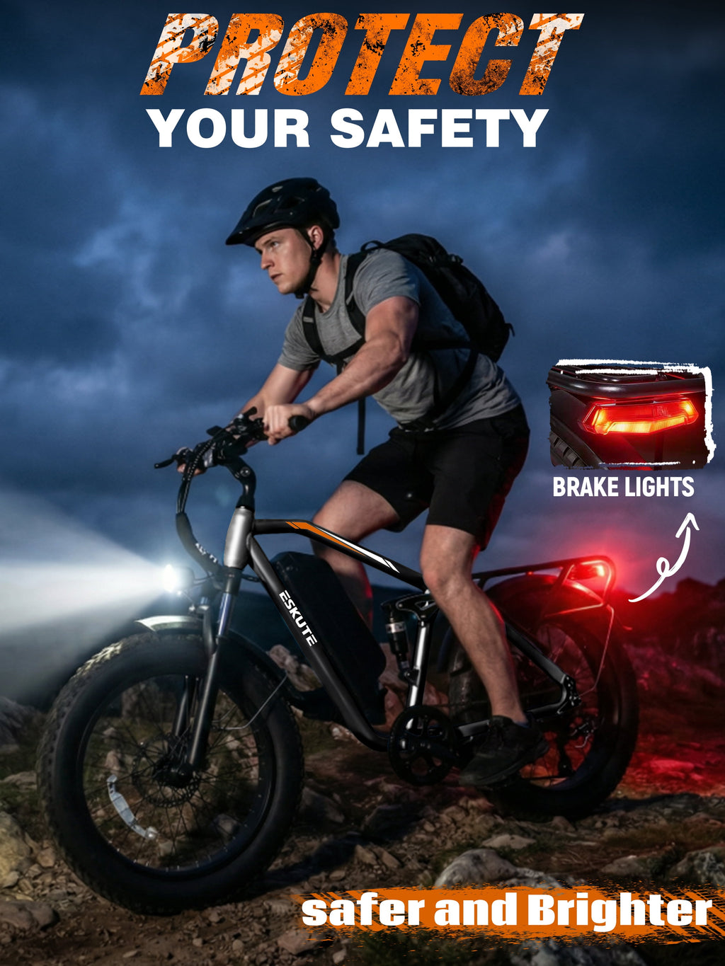 ESKUTE M300 Electric Bike for Adults, Full Suspension Fat Tire Mountain Ebike, 52V 20.8Ah Removable Battery, 1200W Motor, Up to 33MPH, 80 Miles Electric Bicycle Black, UL2849 Electric Bikes