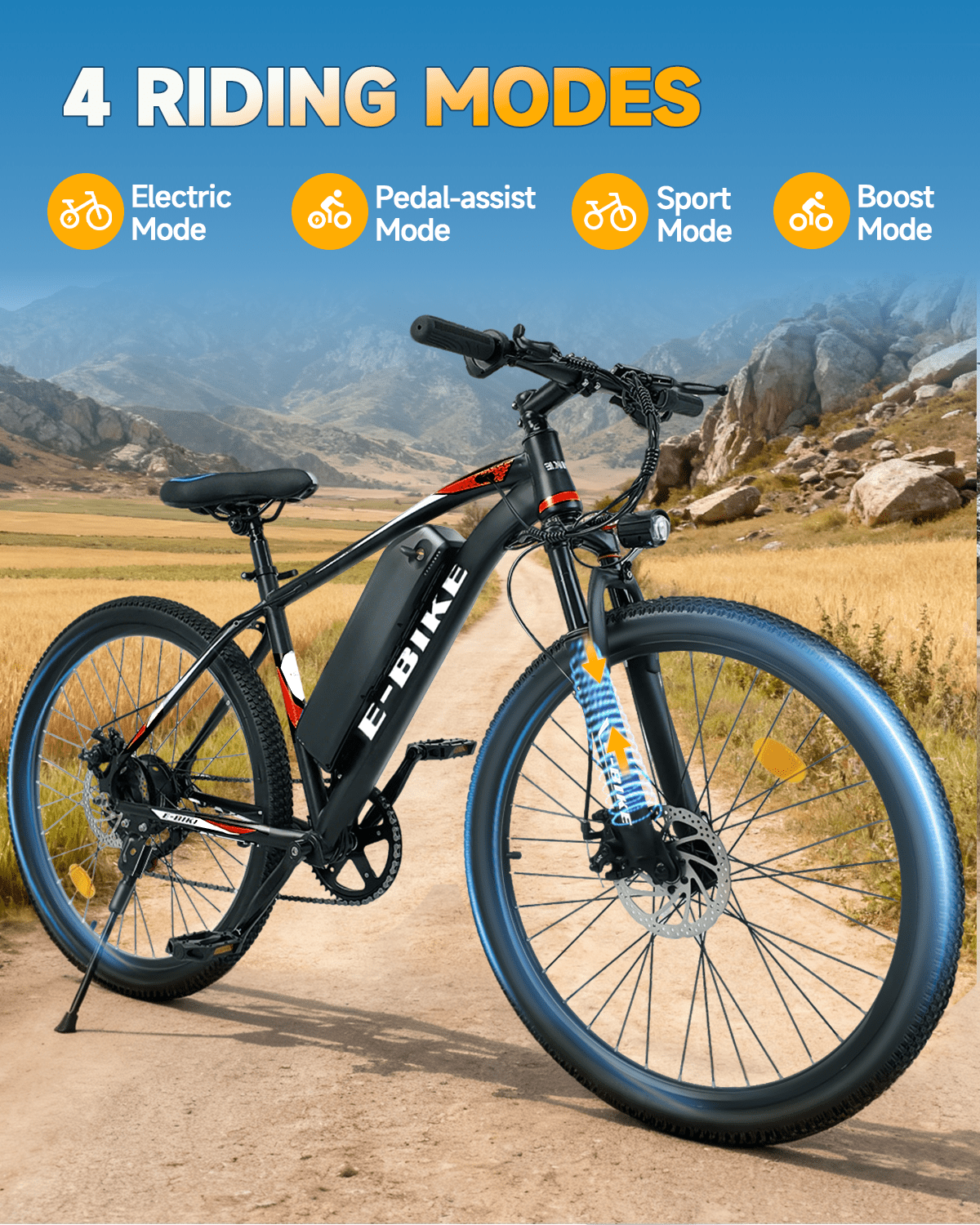 Bycyla Electric Bike for Adults,26 Electric Bike,40+ Miles,7-Speed,25Mph Power by 750W(Peak) Motor Mountain Ebike,Full Shock Absorber,Electric Bicycles for Commuting,E-Bike,UL 2849 Electric Bikes
