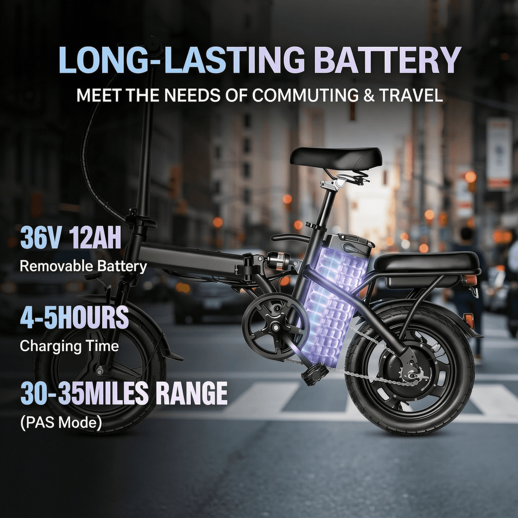 14 Electric Bike for Adults & Teens 14+,500W Motor Folding Ebike, 20MPH & 18-32 Miles Range,Removable 36V12Ah Battery,Rear Disc Brake&Rear Seat,Commuting/City E-Bike.UL2849 Electric Bikes