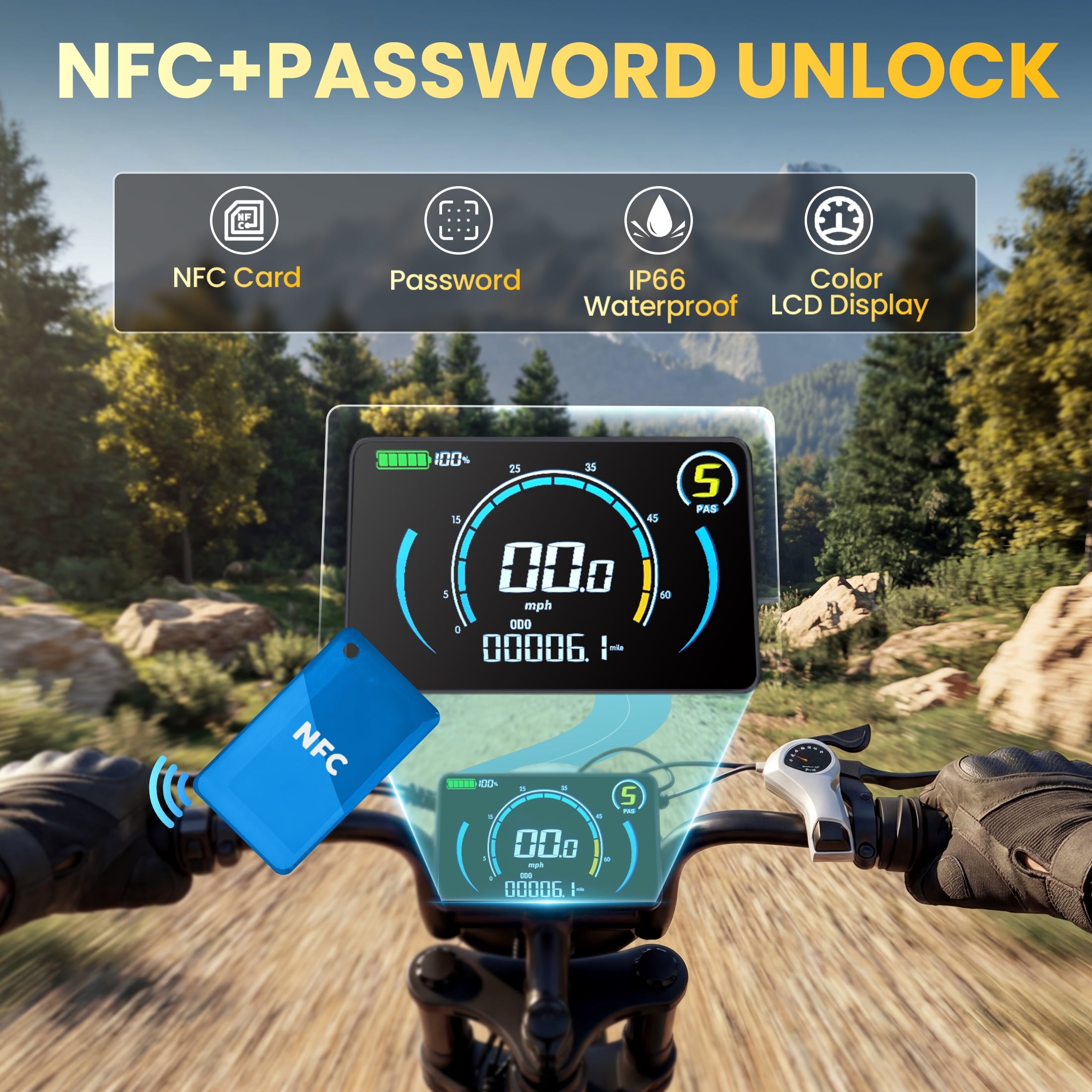 TakeMov Electric Bike for Adults, 750W Peak 1500W Motor, 33MPH & 60 Miles, 20x4 Fat Tire E-Mountain Bike, NFC Unlock, 48V/15AH, UL2849 Certified Electric Bikes