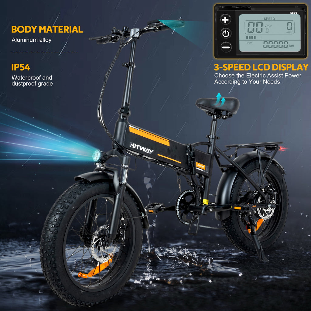 HITWAY BK10M Electric Bicycles with 750W Motor, Electric Bike for Adults 20 x4.0 Fat Tire, 48V 12AH Removable Battery E Bike, UL2849 Certified Electric Bikes