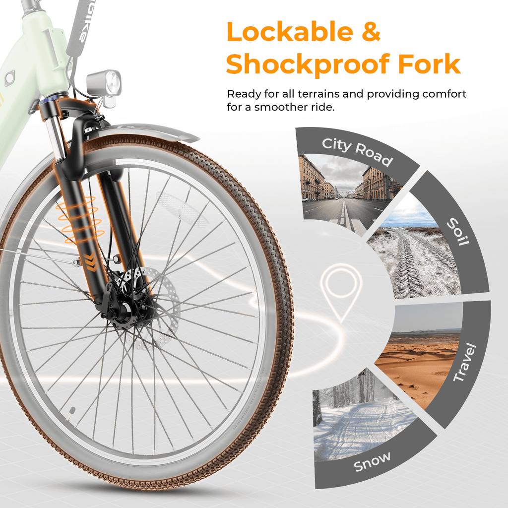 Heybike Cityscape 2.0 Electric Bike for Adults with 500W Motor, 36V 13AH Removable Battery Ebike, 26 Electric City Commuter Bike for Woman, 7-Speed and Front Suspension Bicycles UL2849 Electric Bikes