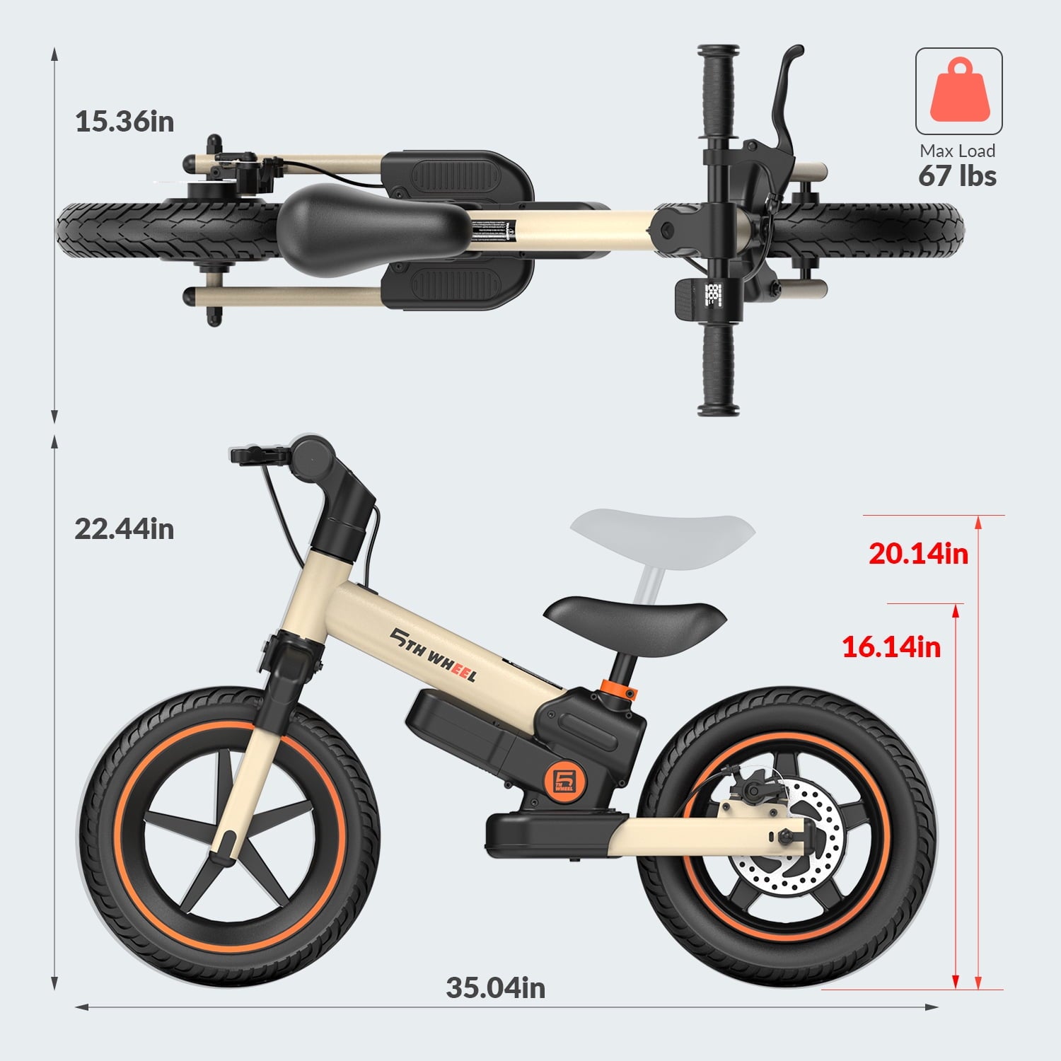 5TH WHEEL DP-T12 / KB09 Electric Bike for Kids, 150W Electric Balance Bike Ages 3-8 Years Old, 12 Pneumatic Tire with Dual Brake, 3 Speed Modes Kid Electric Motorcycle,Yellow Electric Bikes