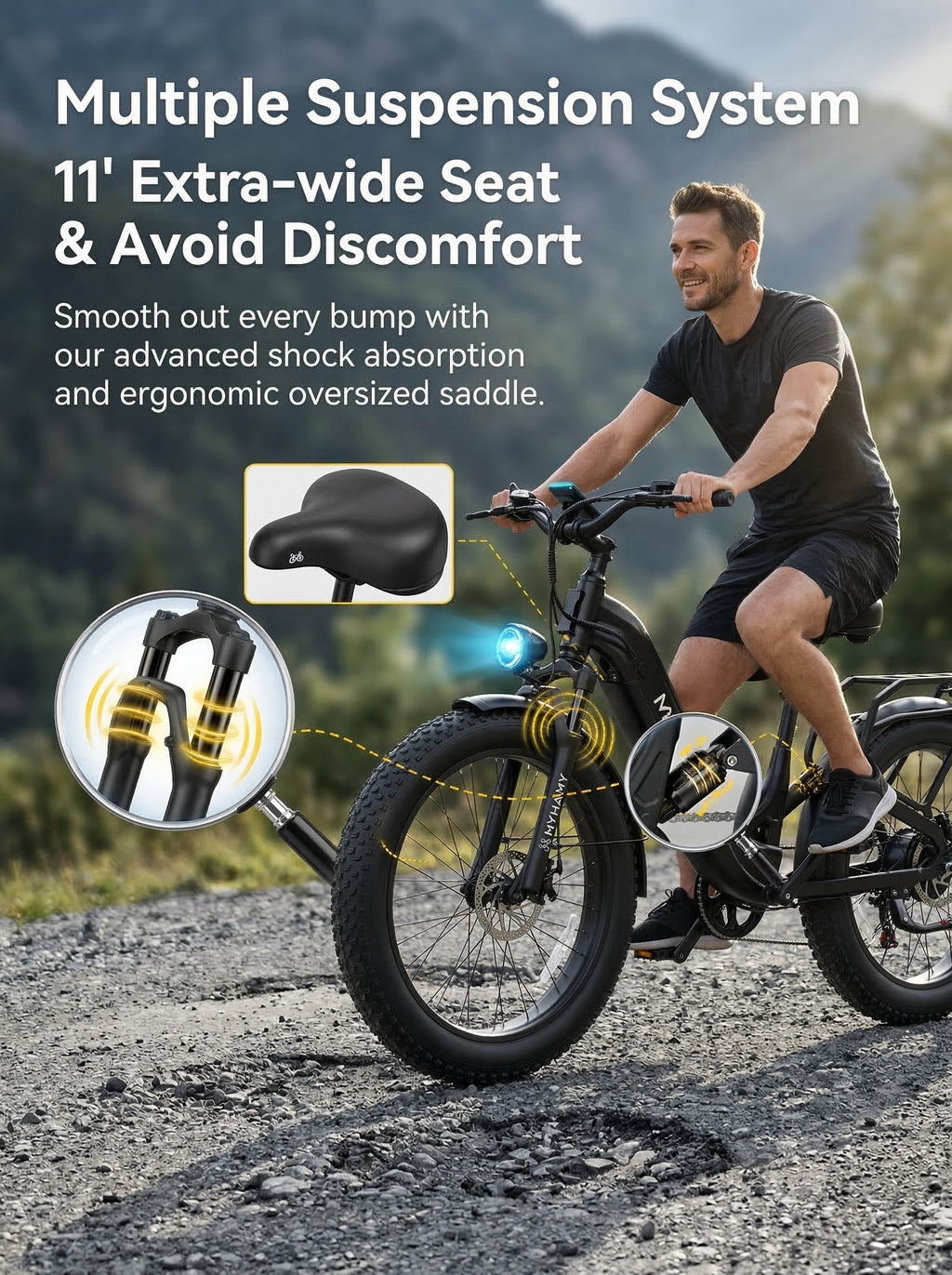 2000W Peak Power Electric Fat Tire Bike for Adults - 28MPH, 48V 18Ah (35-85 Miles), 24x3 All-Terrain Ebike Electirc Bicycle with Front+Back Suspension & 11 Comfort Seat - Conquer Snow, Sand Electric Bikes